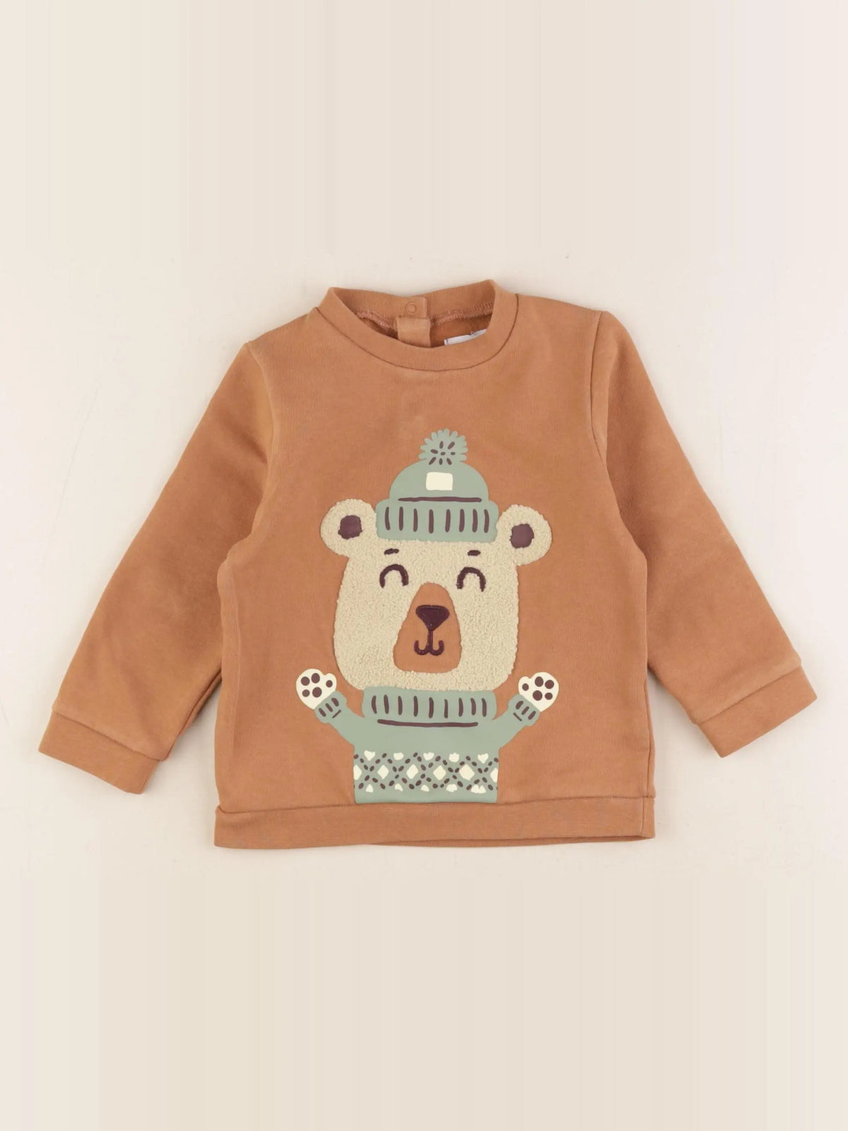 Vertbaudet - sweat marron - 12 mois