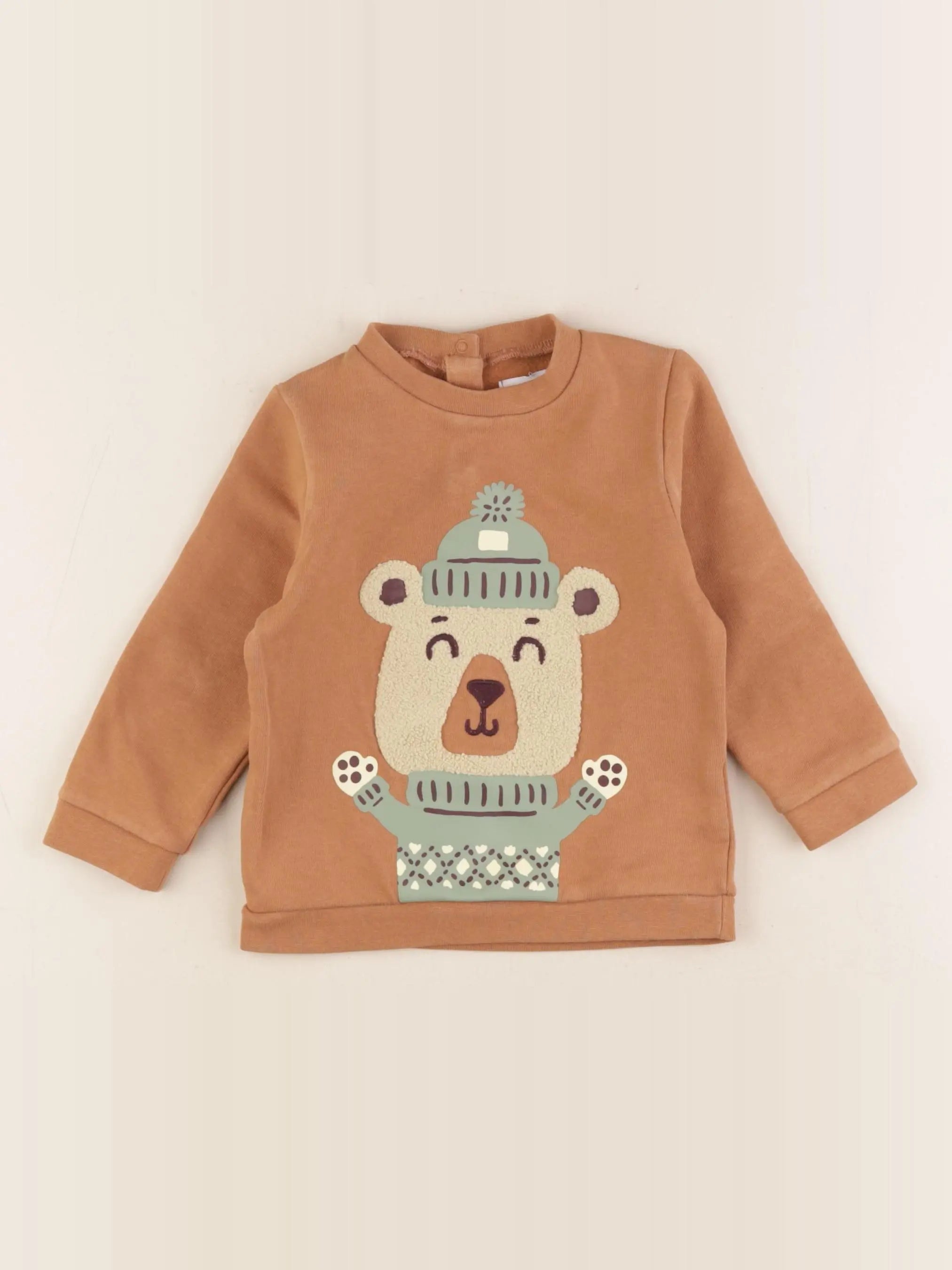 Vertbaudet - sweat marron - 12 mois