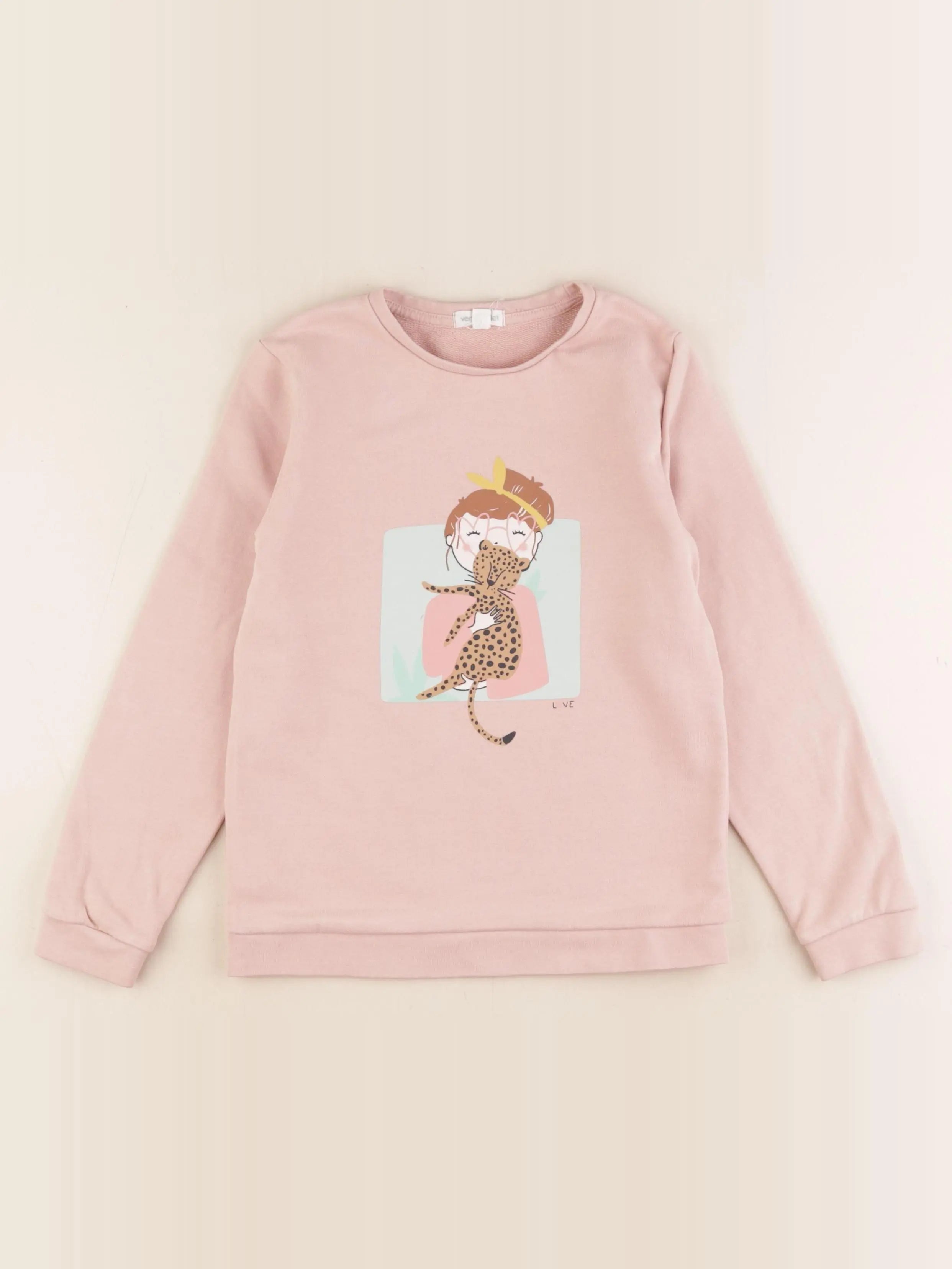 Vertbaudet - sweat rose - 8 ans