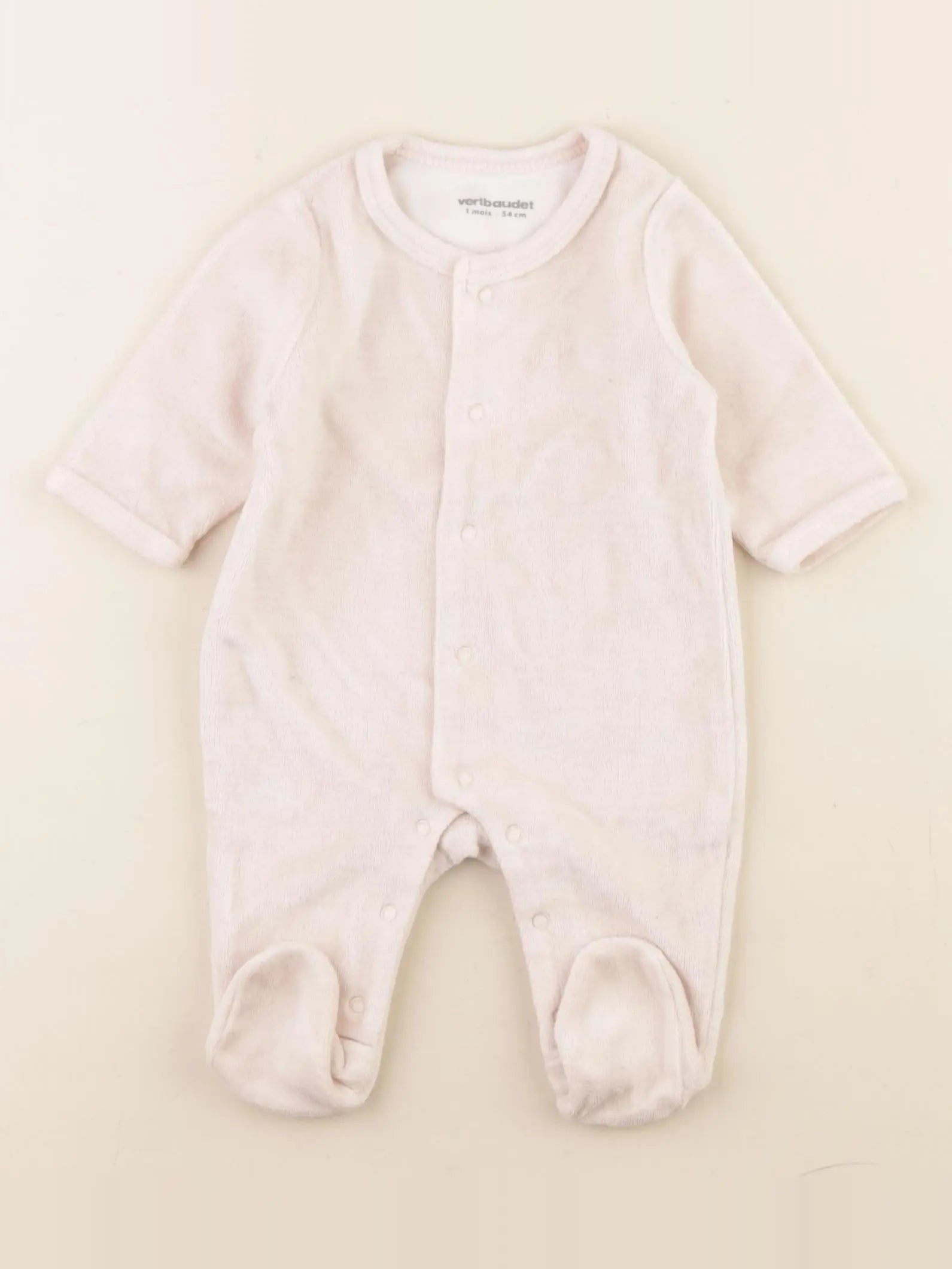 Vertbaudet - pyjama velours beige - 1 mois