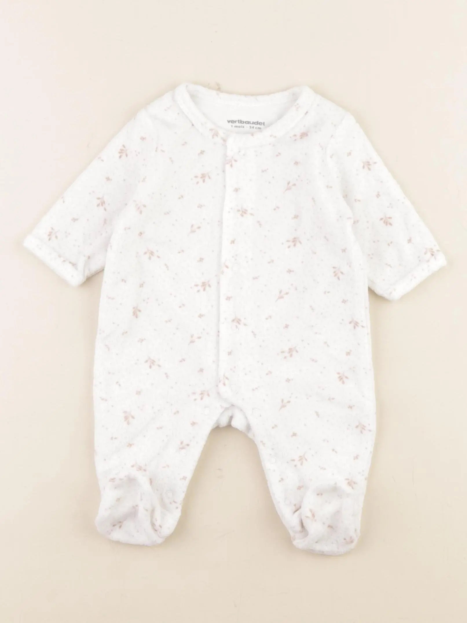 Vertbaudet - pyjama velours blanc - 1 mois
