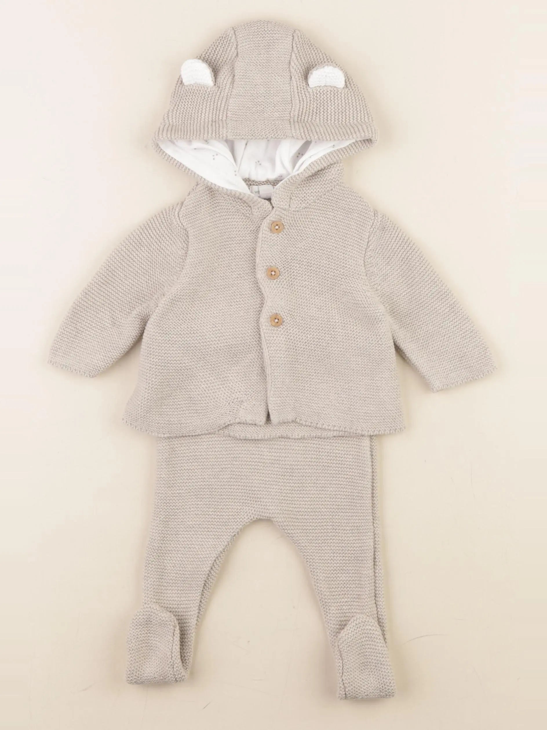 Vertbaudet - ensemble beige - 1 mois