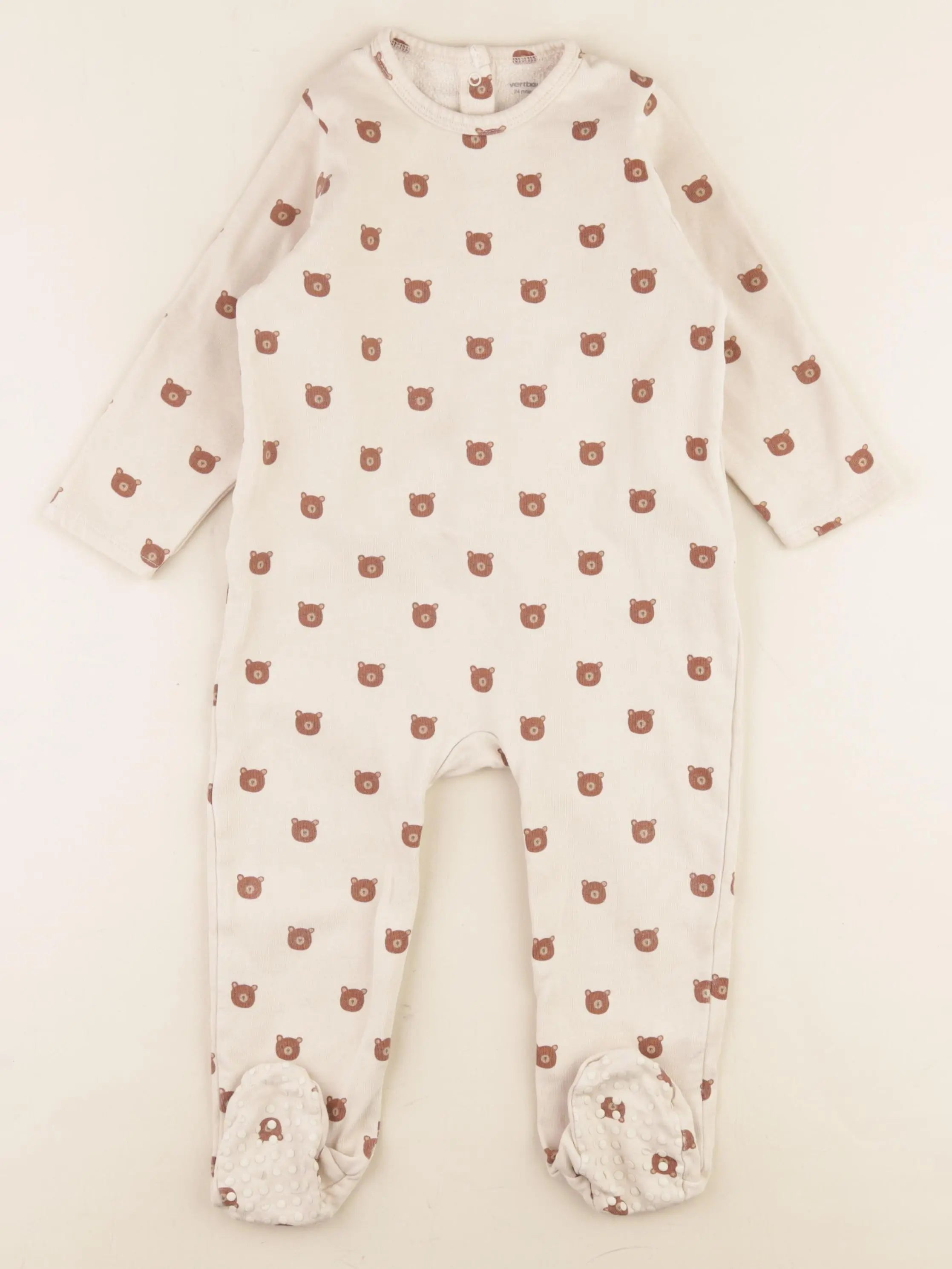Vertbaudet - pyjama coton beige - 24 mois