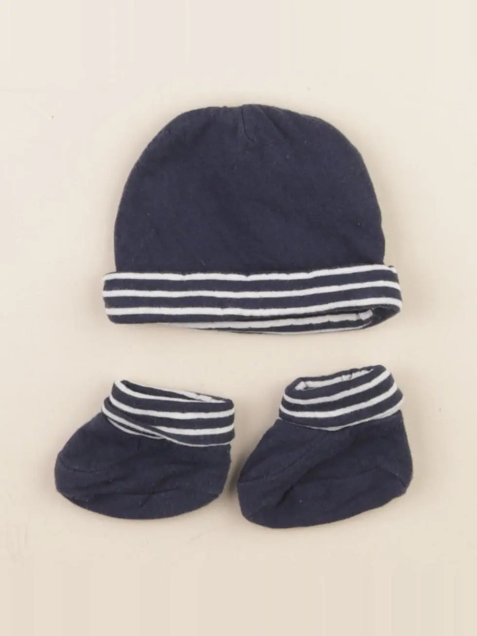 Vertbaudet - ensemble bonnet/chausson bleu - 0 mois