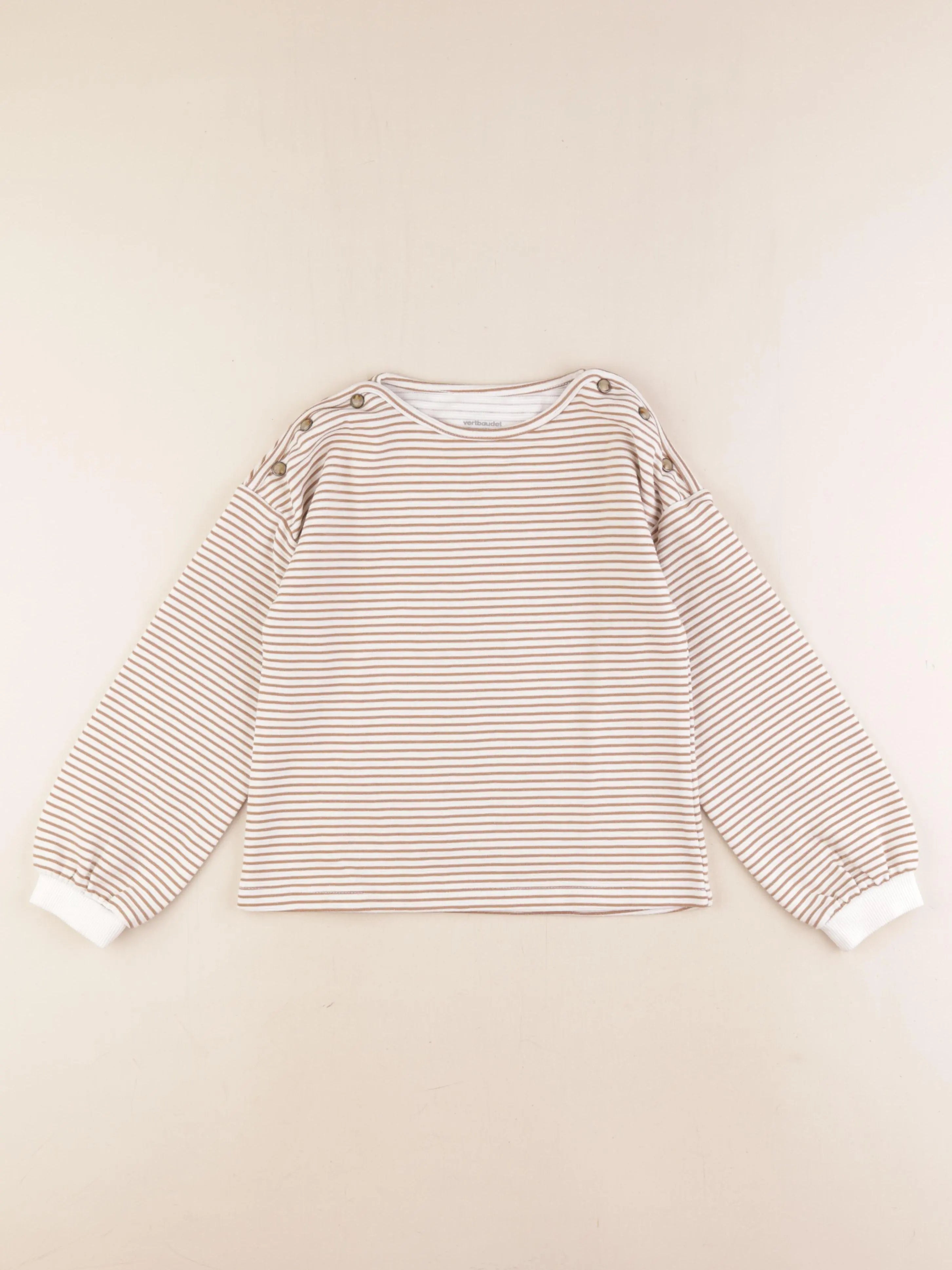 Vertbaudet - tee-shirt beige - 8 ans