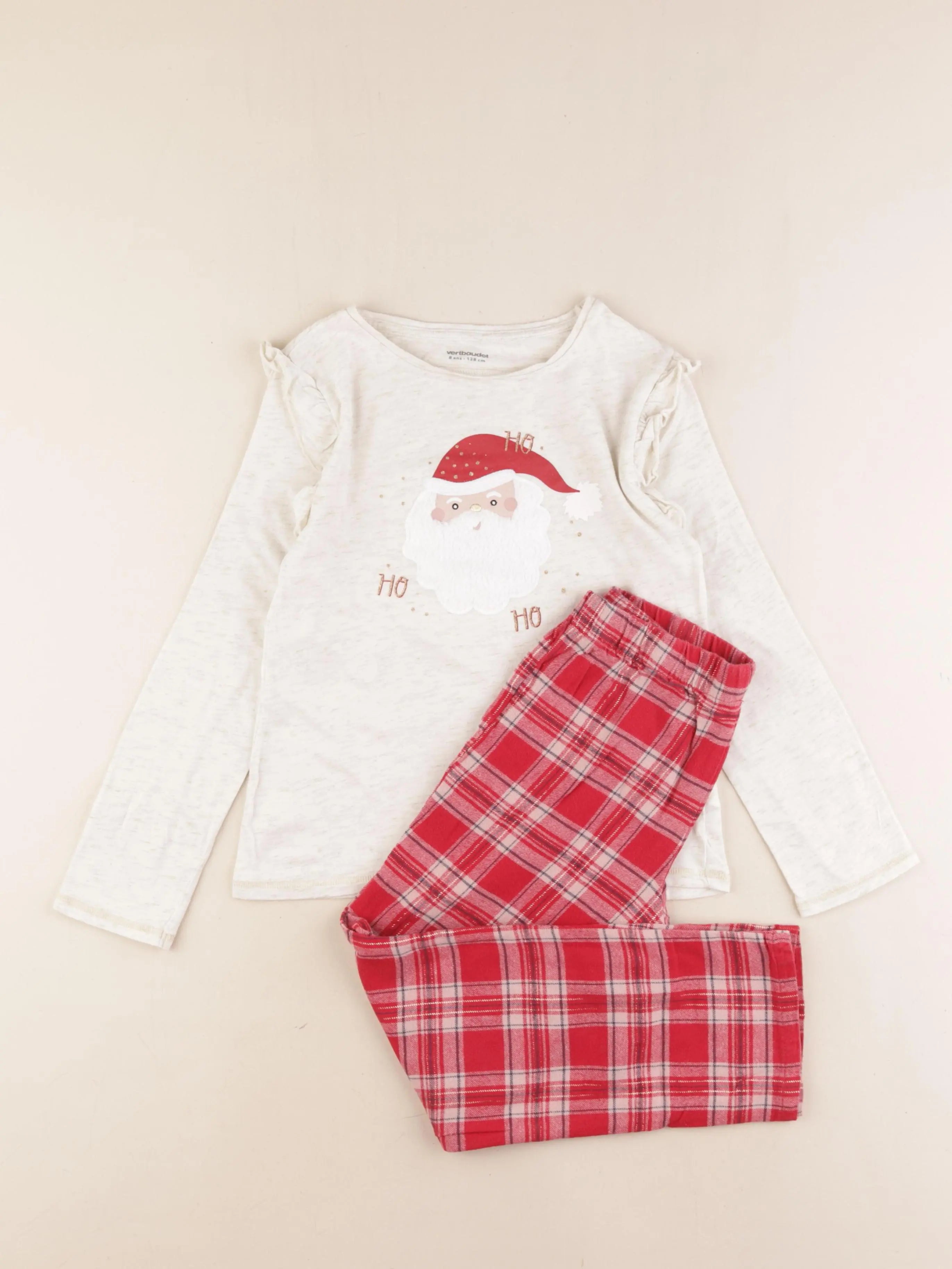Vertbaudet - pyjama coton rouge, beige - 8 ans