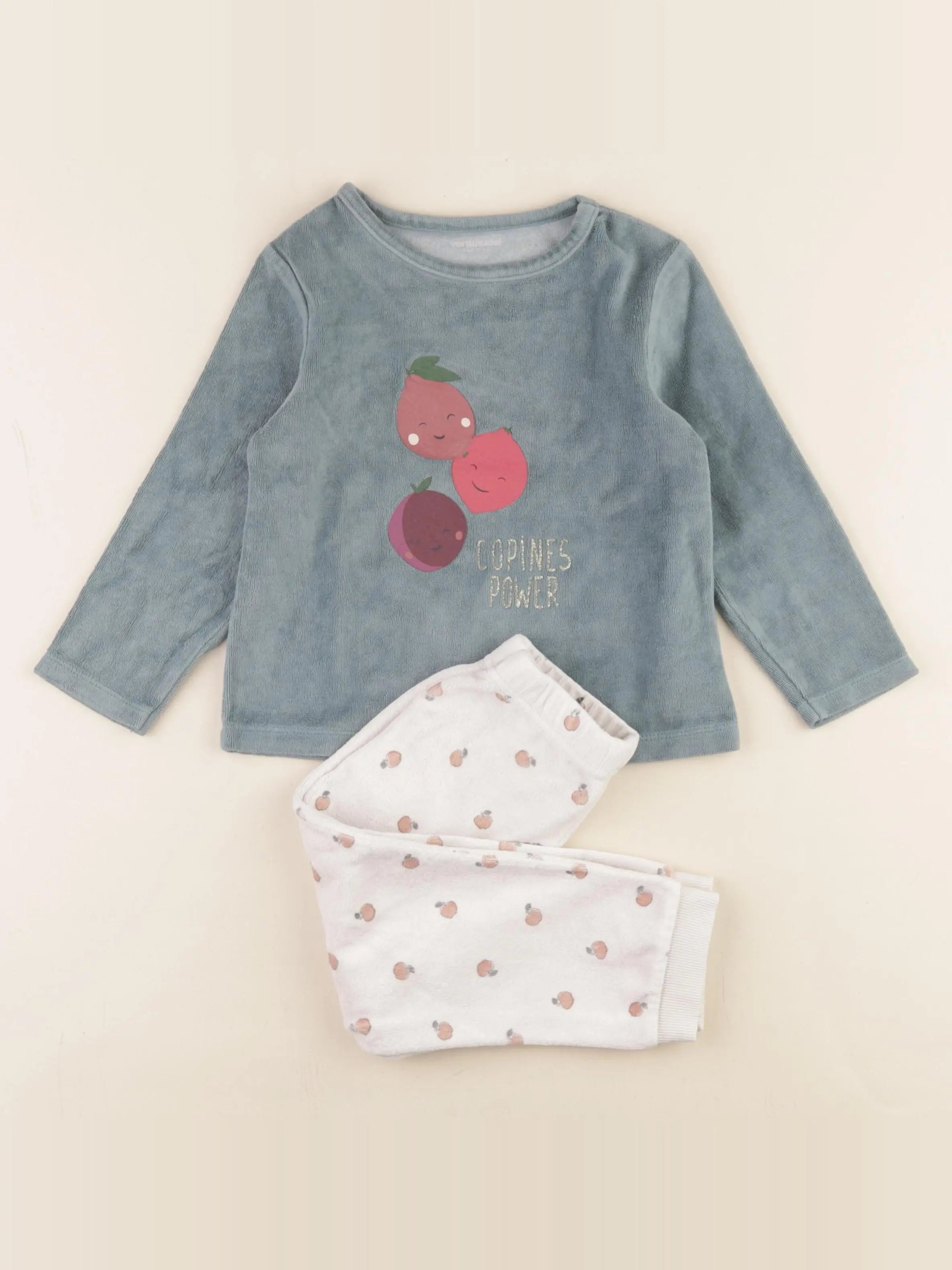 Vertbaudet - pyjama velours vert - 3 ans