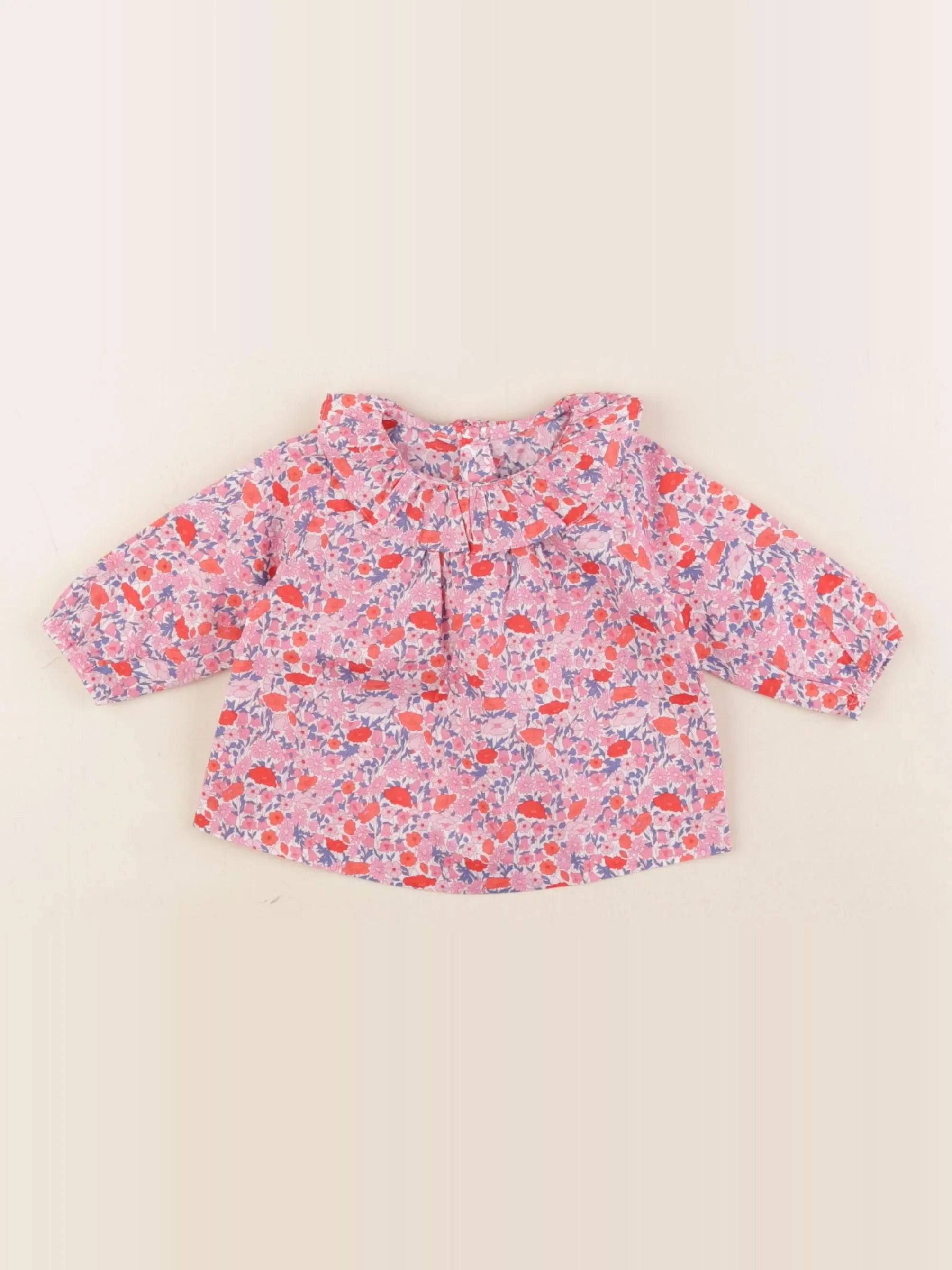 Jacadi - blouse liberty rose, bleu - 3 mois