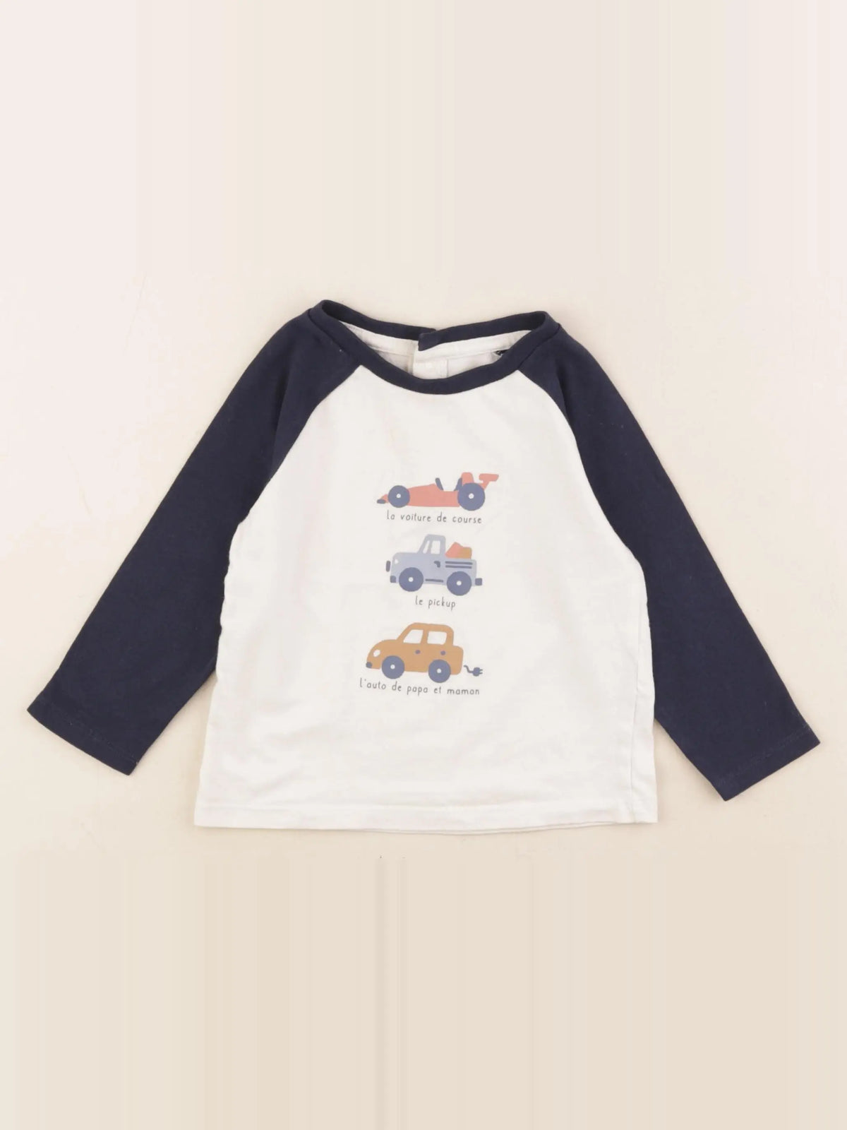 Vertbaudet - tee-shirt bleu, beige - 18 mois