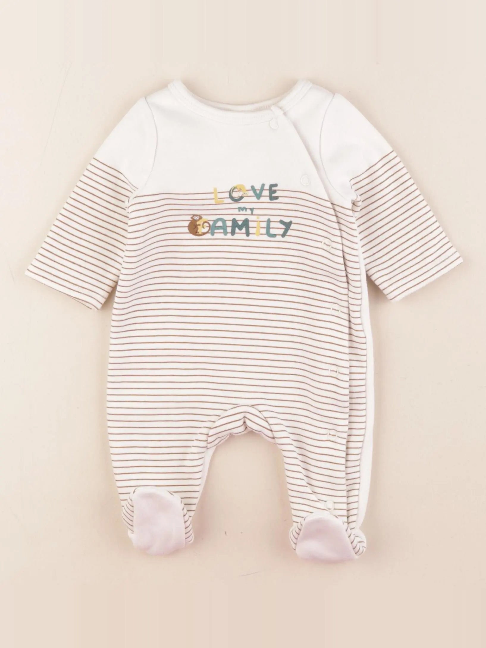 Tape à l'oeil - pyjama coton beige - 1 mois