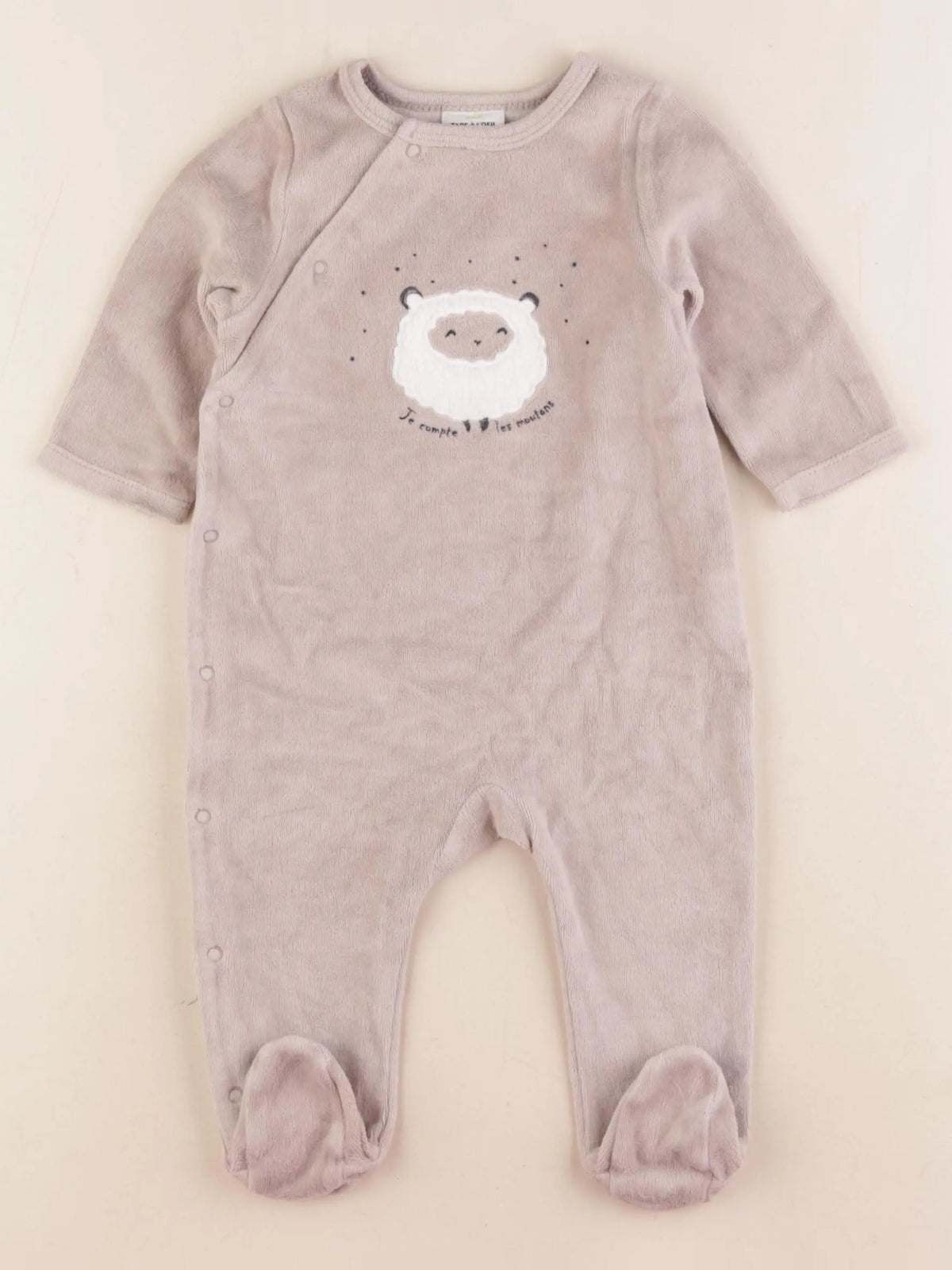 Tape à l'oeil - pyjama velours beige - 6 mois
