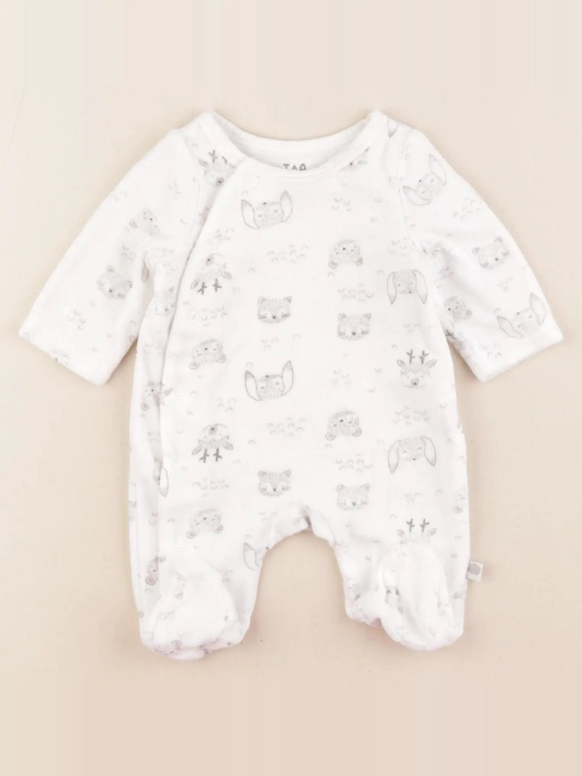 Tape à l'oeil - pyjama velours blanc - 0 mois