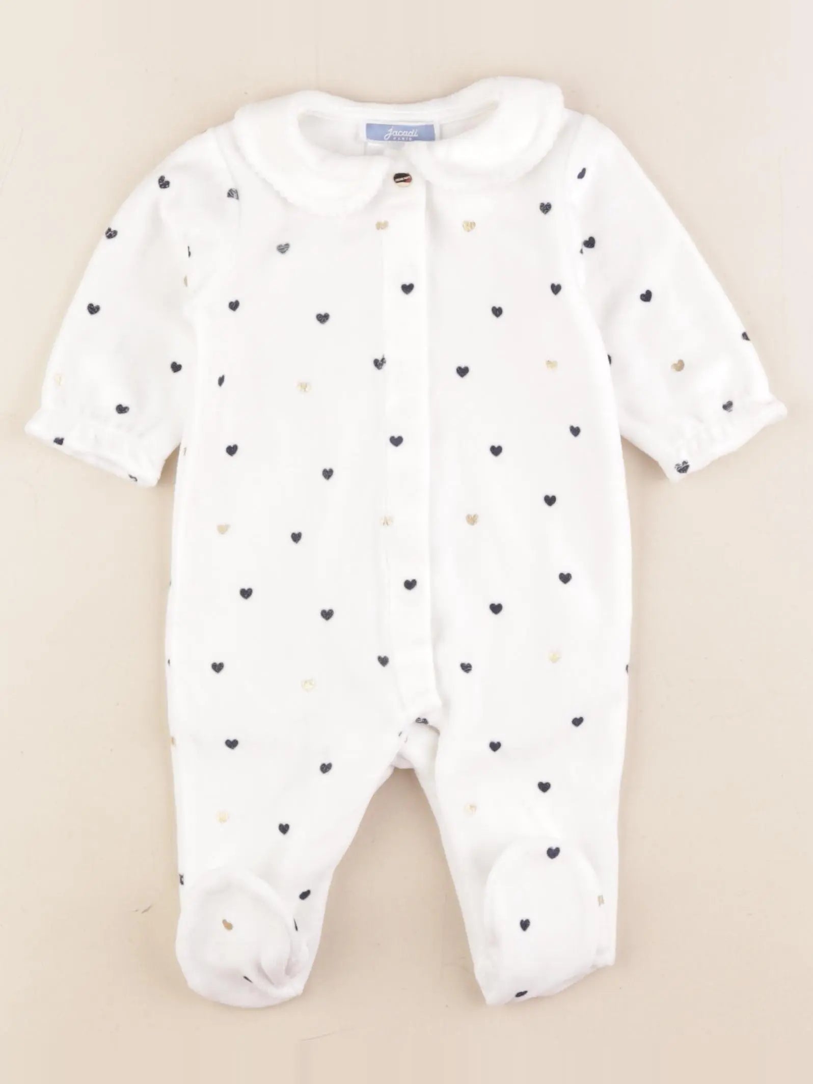 Jacadi - pyjama velours blanc, or - 3 mois