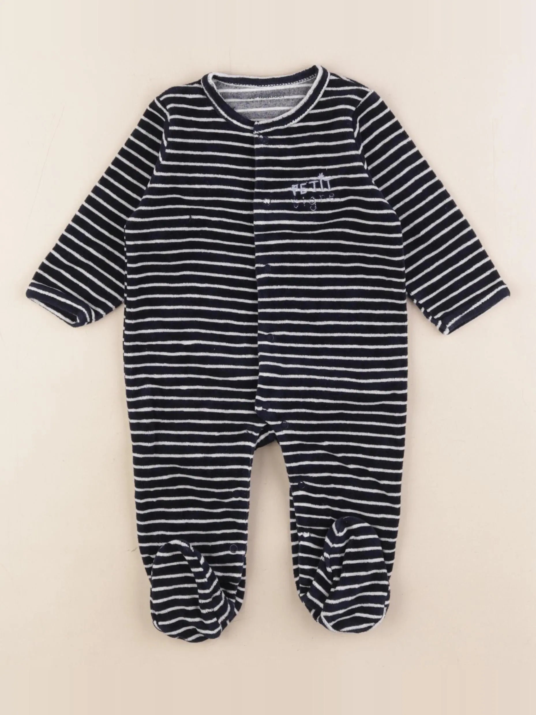 Vertbaudet - pyjama velours blanc, bleu - 6 mois