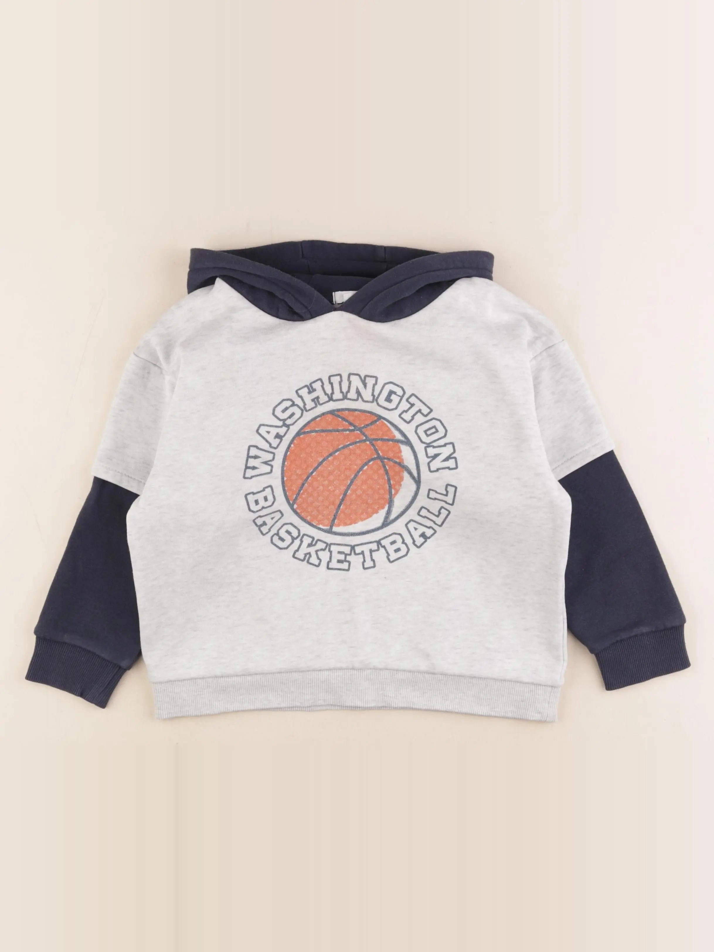Vertbaudet - sweat bleu, gris - 5 ans
