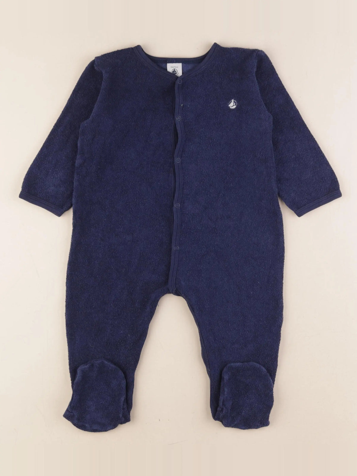Petit Bateau - pyjama velours bleu - 12 mois