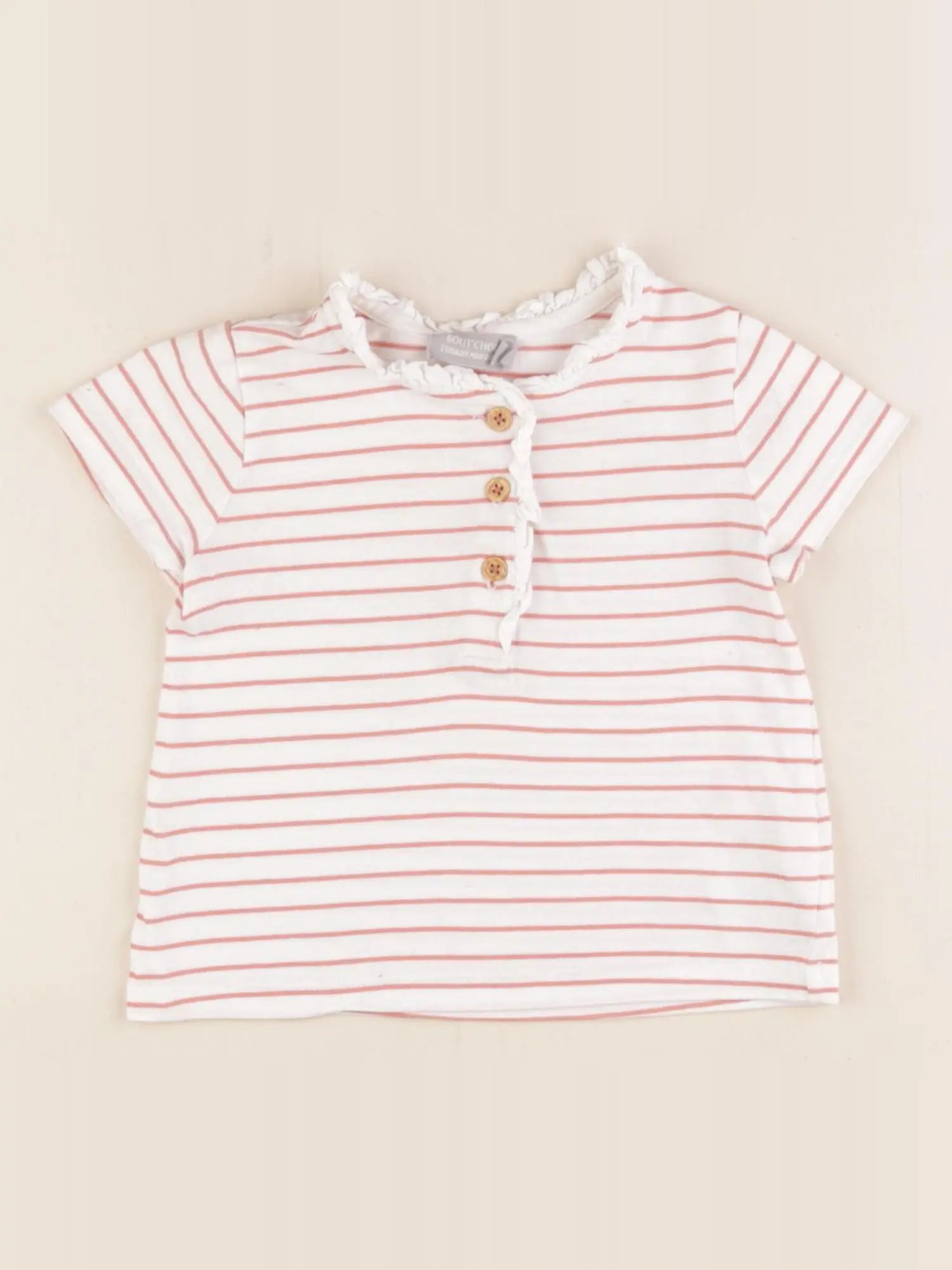 Boutchou - tee-shirt blanc, rose - 12 mois