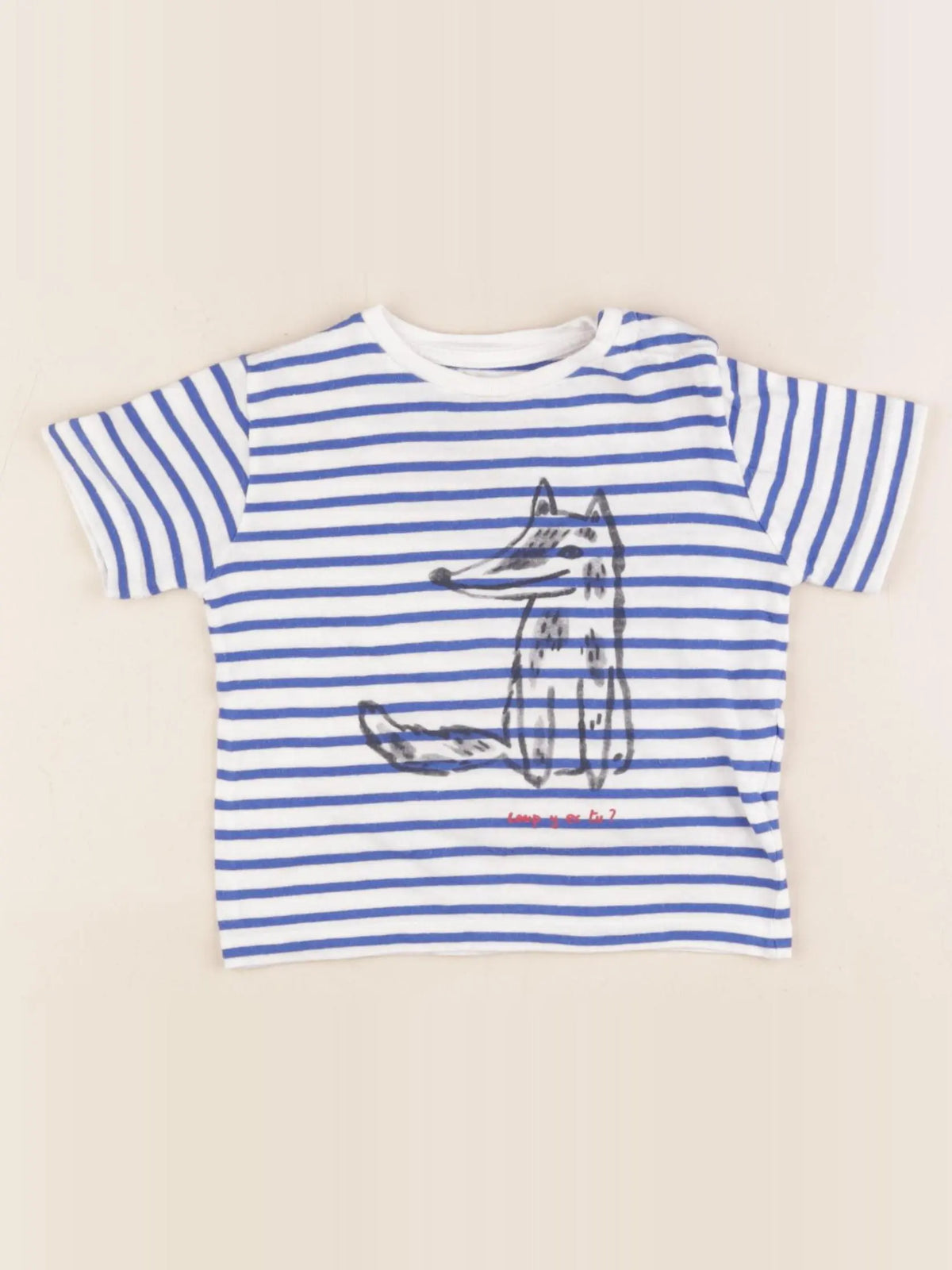 Boutchou - tee-shirt blanc, bleu - 9 mois