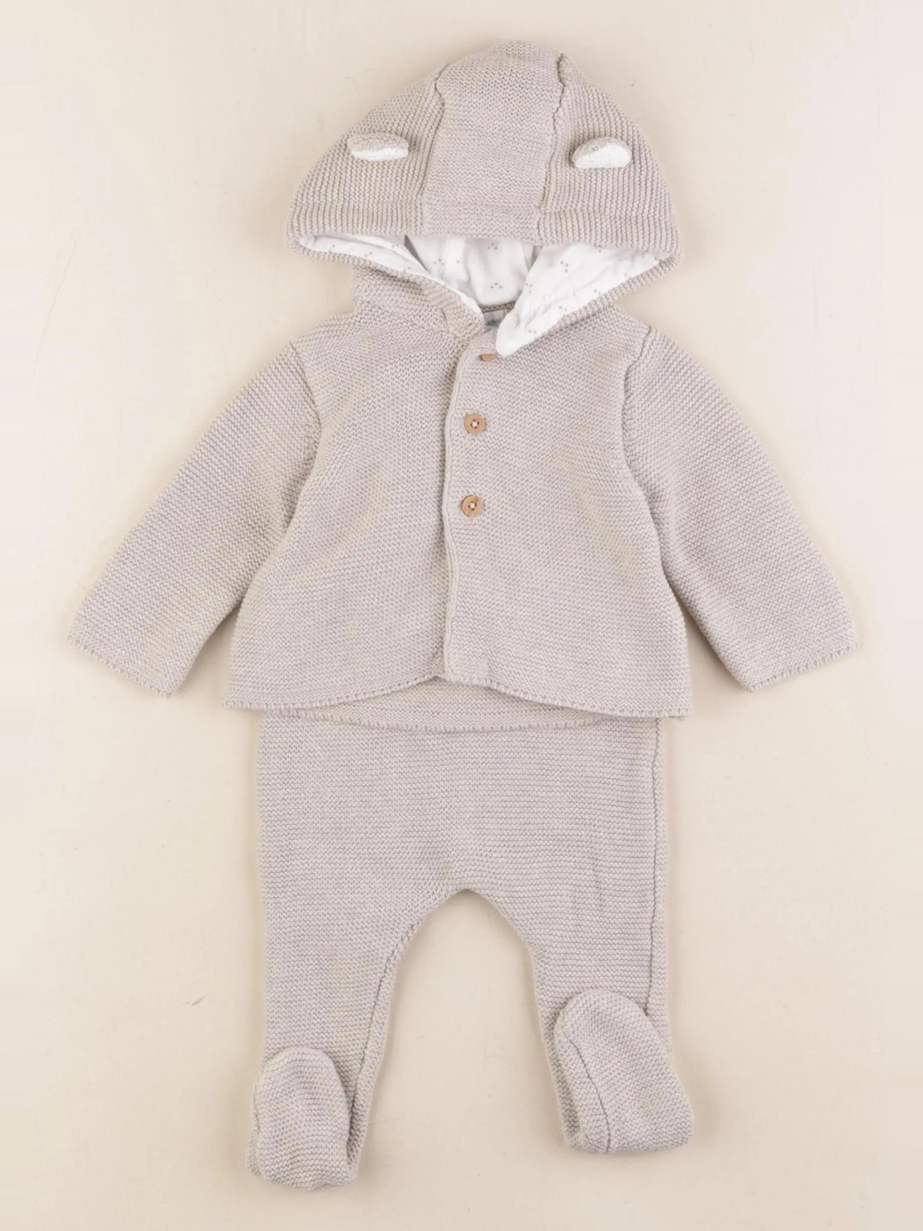 Vertbaudet - ensemble beige - 3 mois