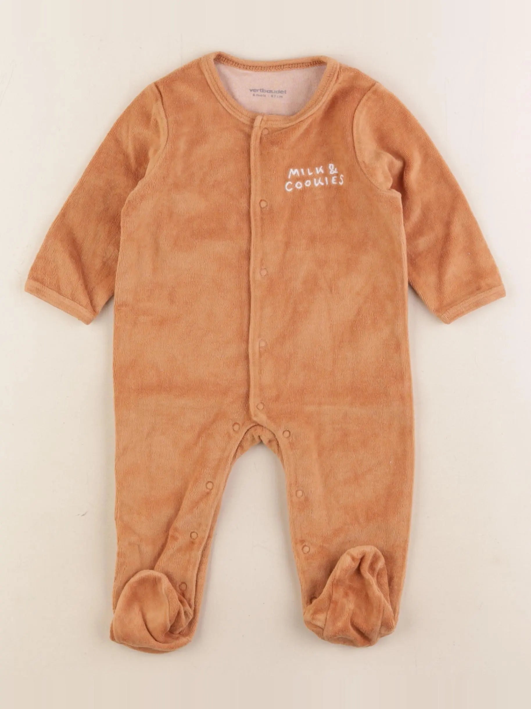 Vertbaudet - pyjama velours marron - 6 mois