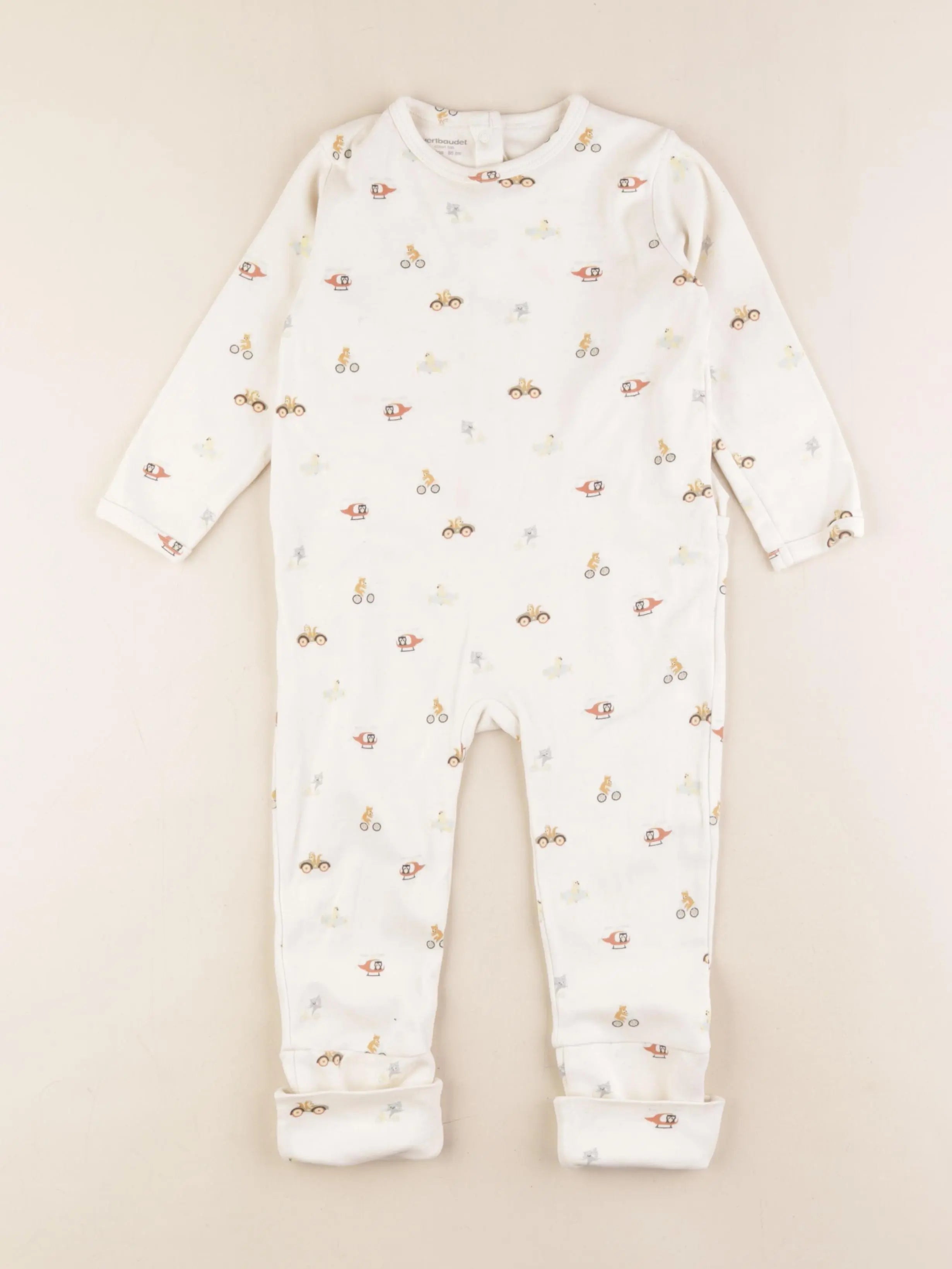Vertbaudet - pyjama coton beige - 24 mois