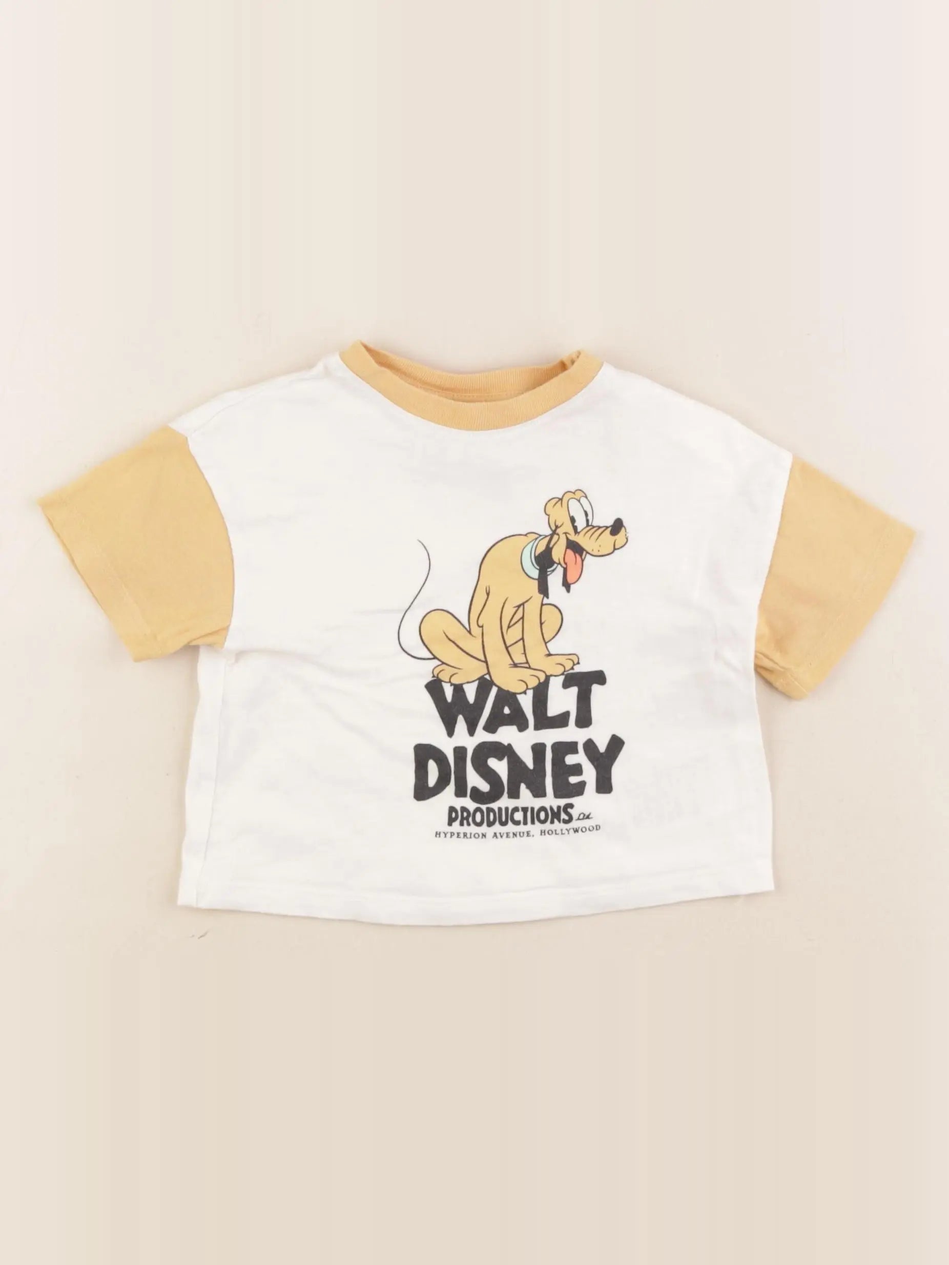 H&M - tee-shirt jaune, beige - 4/6 mois