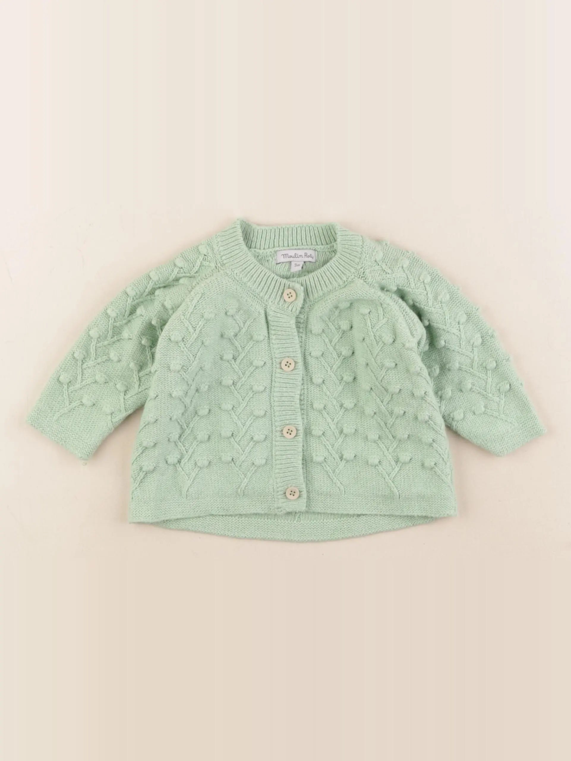 Moulin Roty - gilet vert - 3 mois
