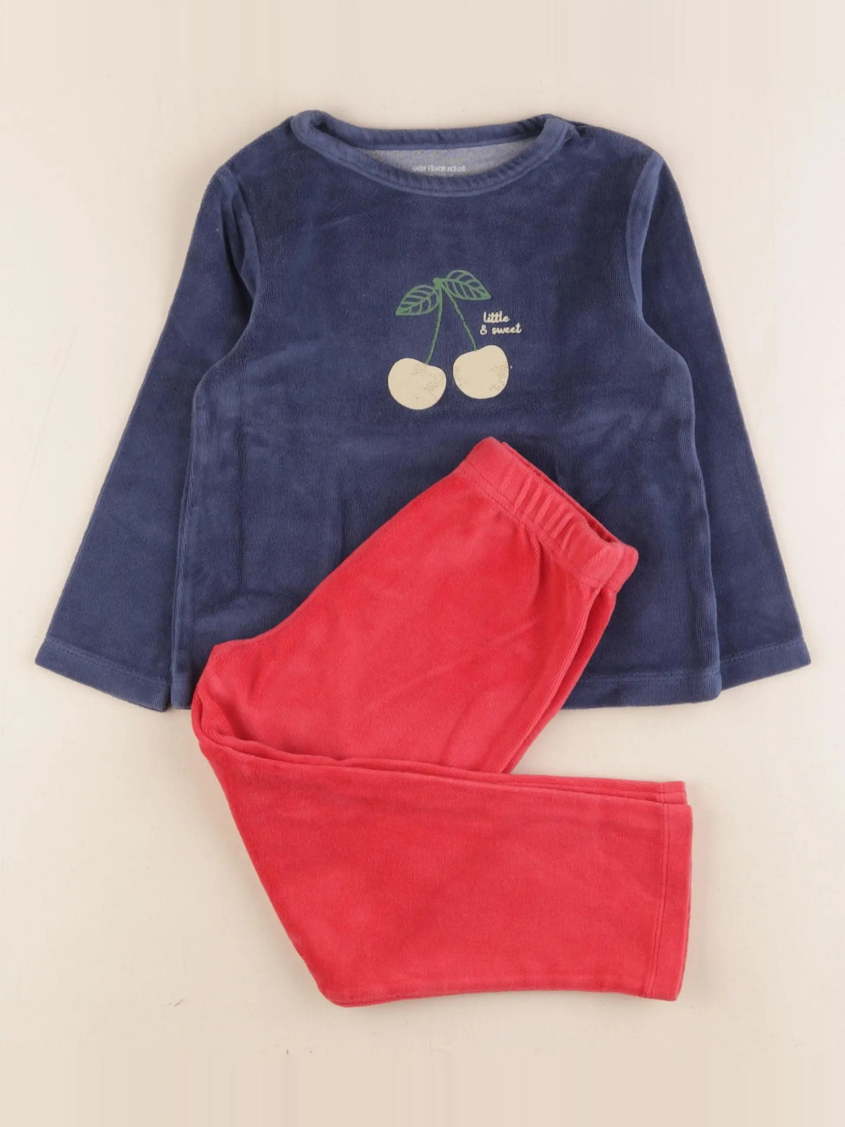 Vertbaudet - pyjama velours bleu, rouge - 4 ans