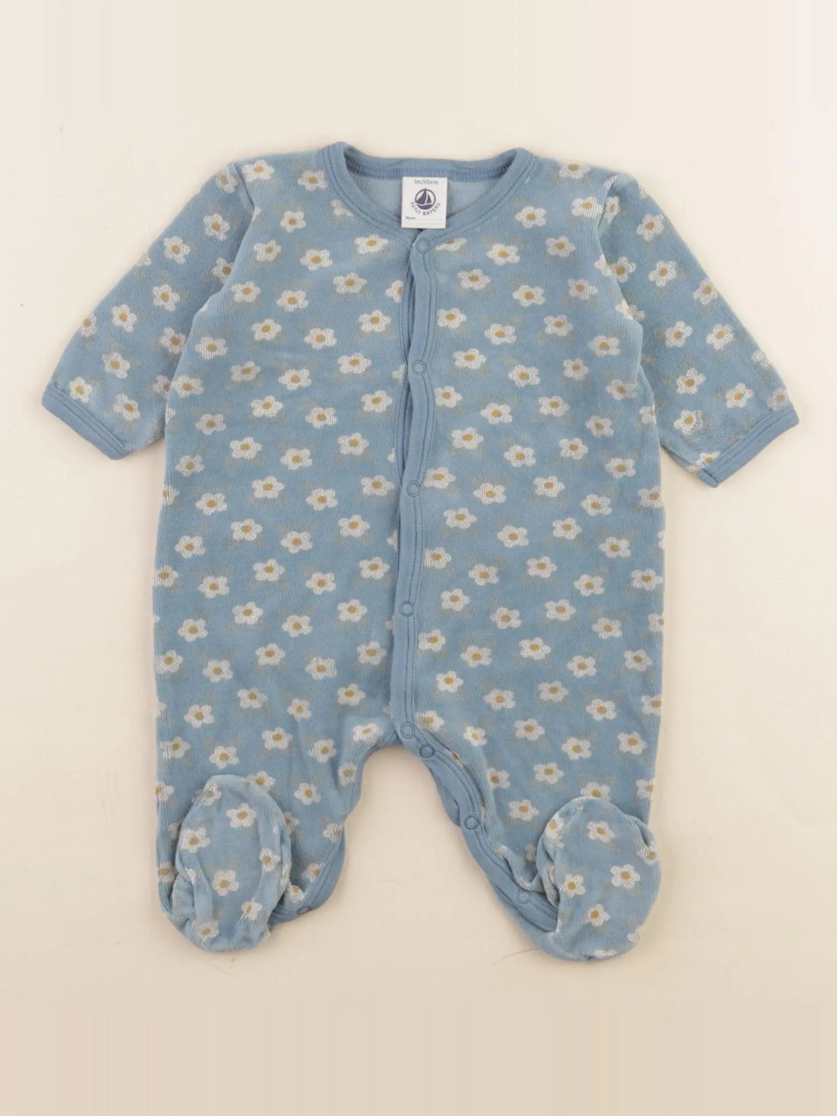 Petit Bateau - pyjama velours bleu - 3 mois
