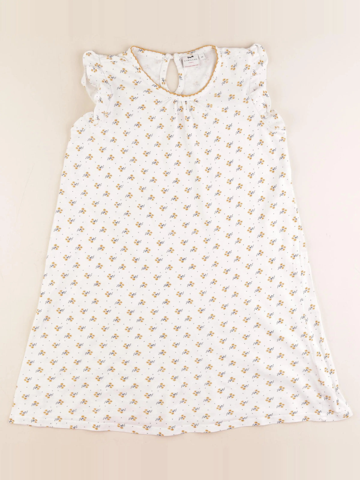 Cyrillus - chemise de nuit coton blanc, jaune - 10 ans