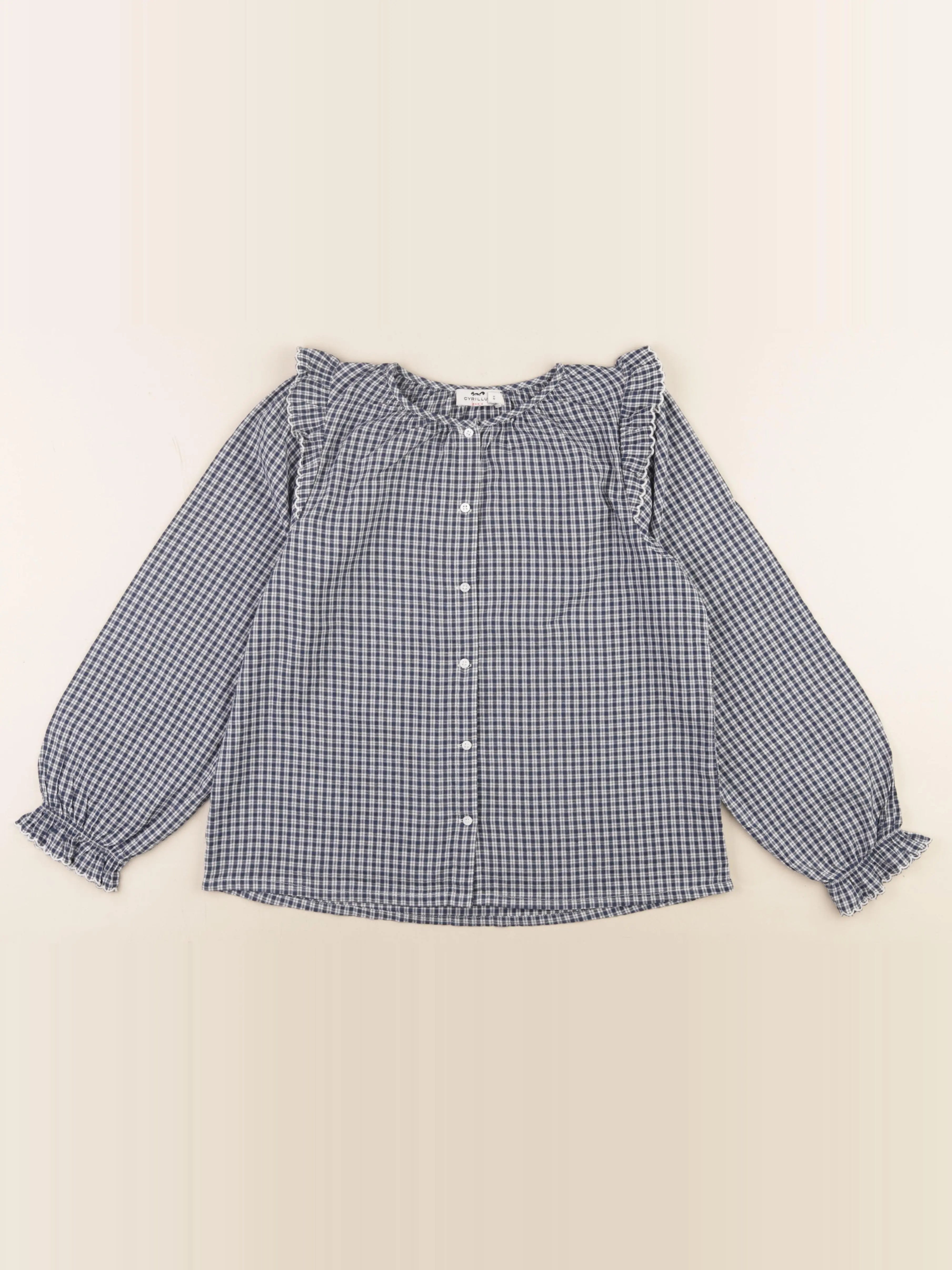 Cyrillus - blouse bleu, blanc - 12 ans