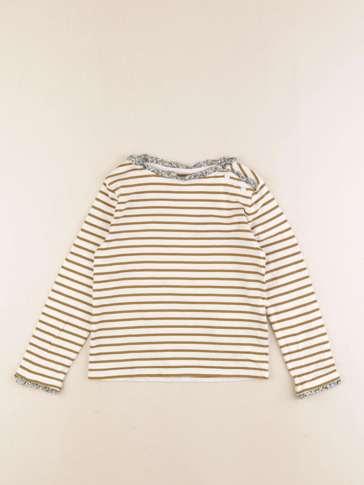 Cyrillus - tee-shirt blanc, marron - 6 ans