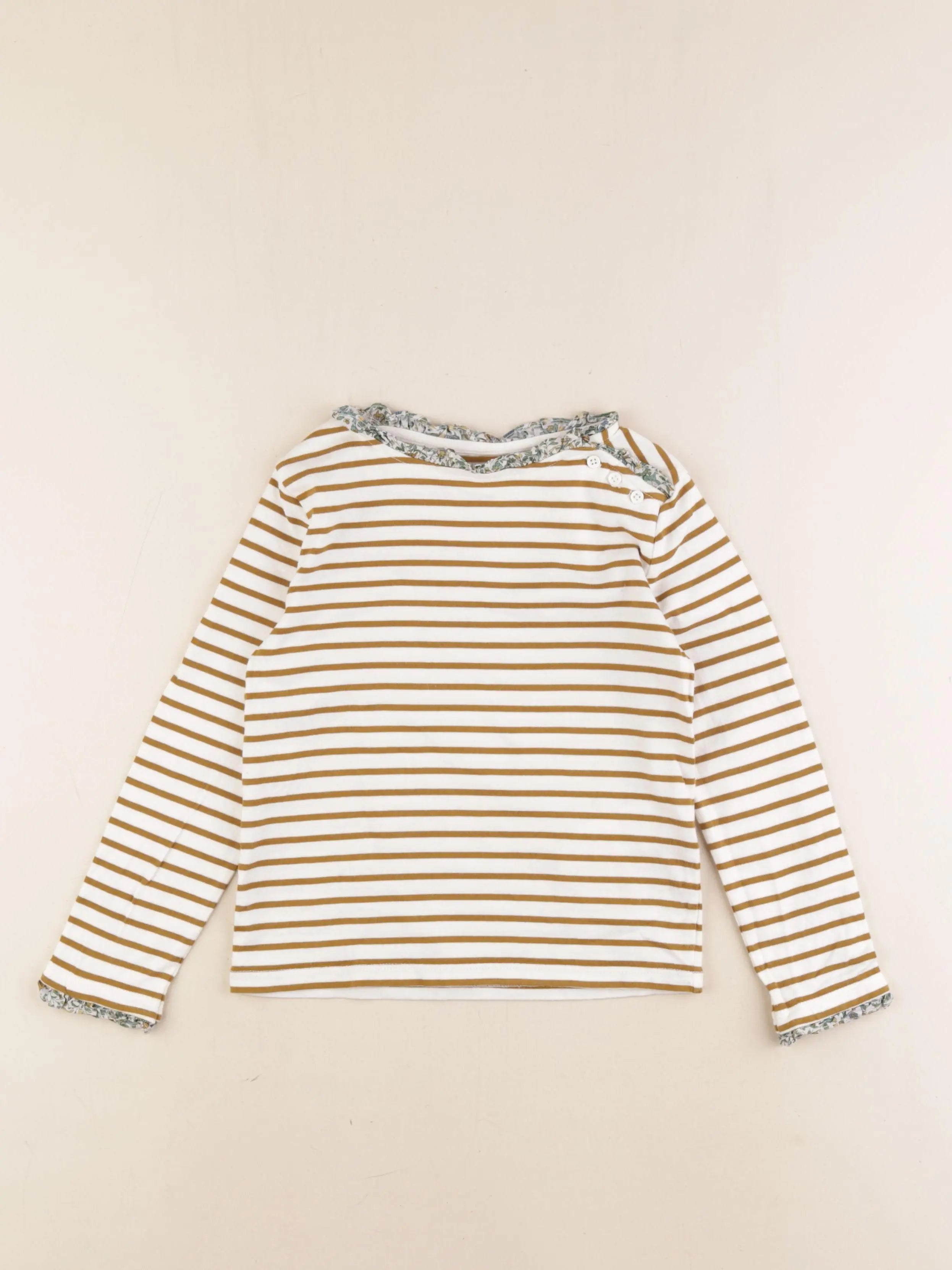 Cyrillus - tee-shirt blanc, marron - 6 ans