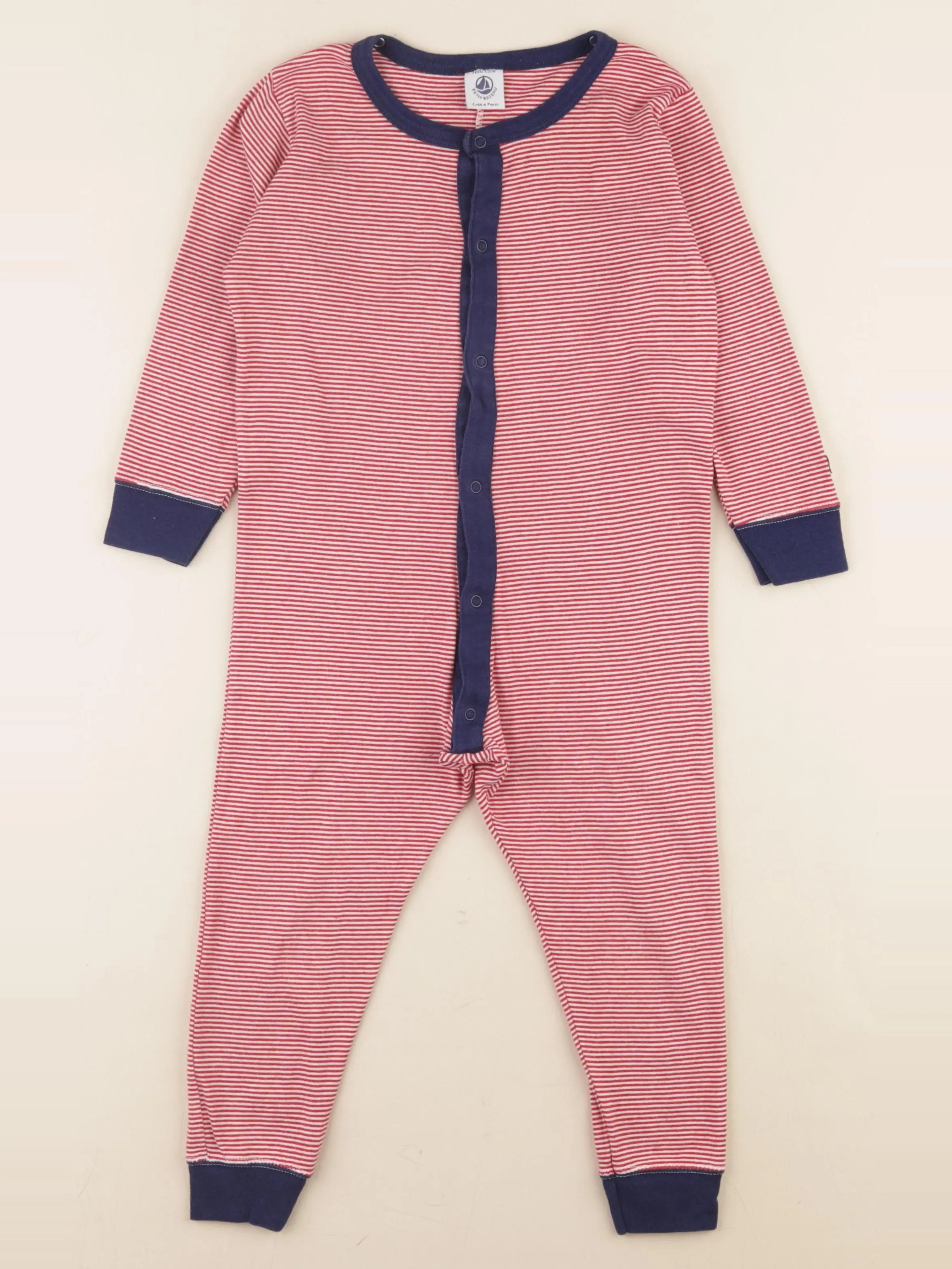 Petit Bateau - pyjama coton blanc, rouge - 3 ans