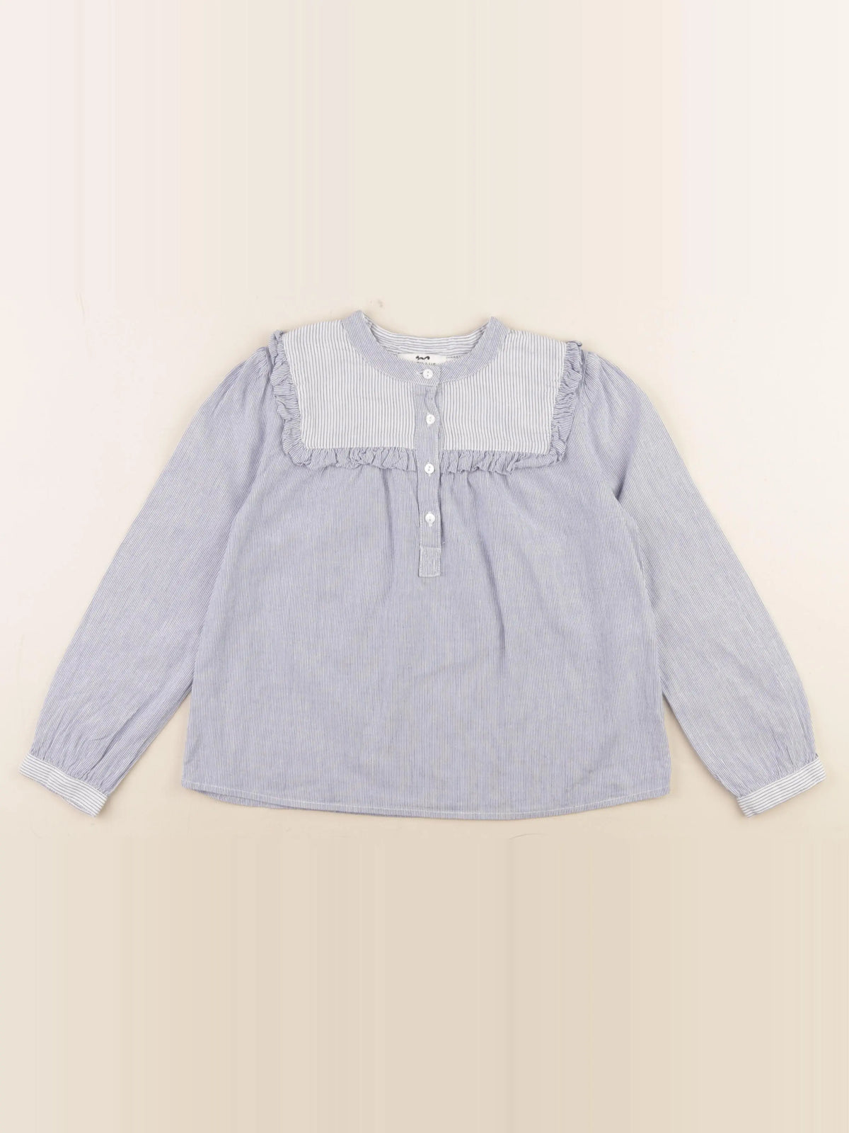 Cyrillus - blouse bleu, blanc - 8 ans