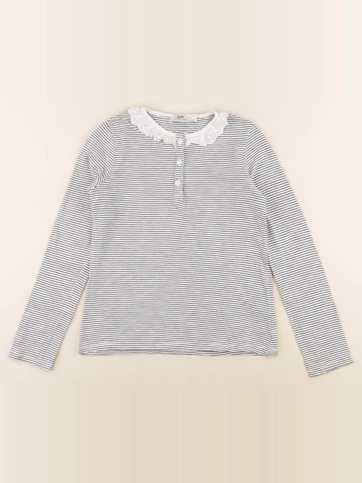 Cyrillus - tee-shirt blanc, bleu - 10 ans