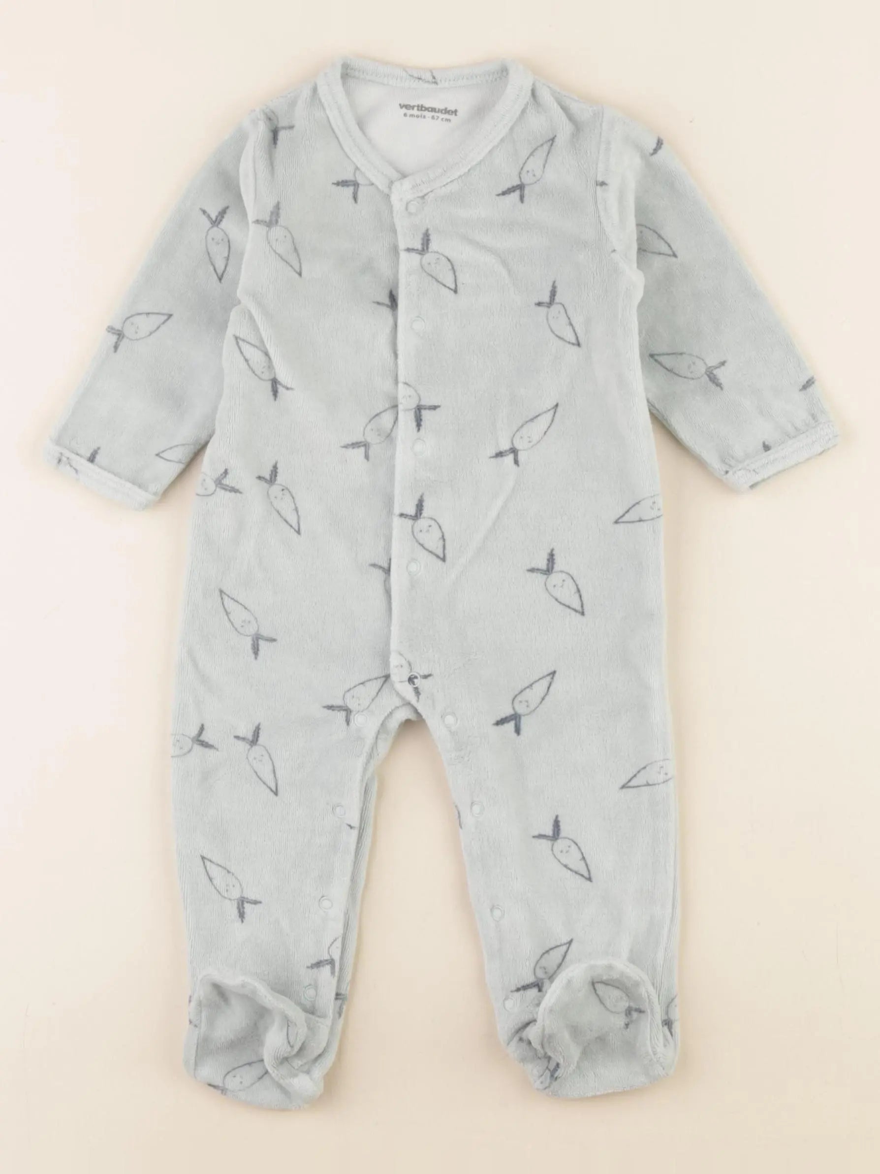 Vertbaudet - pyjama velours vert - 6 mois