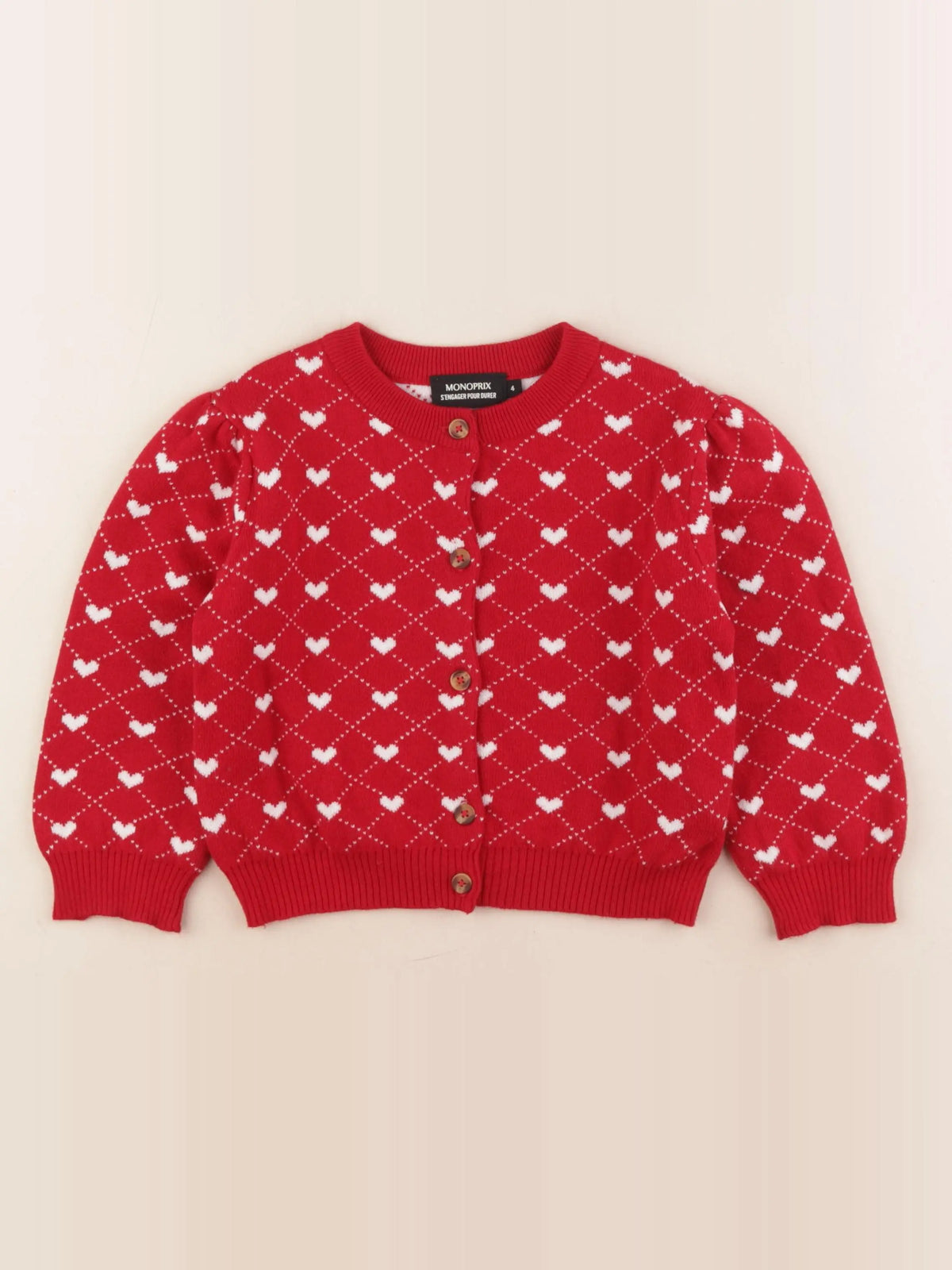 Monoprix - gilet rouge - 4 ans