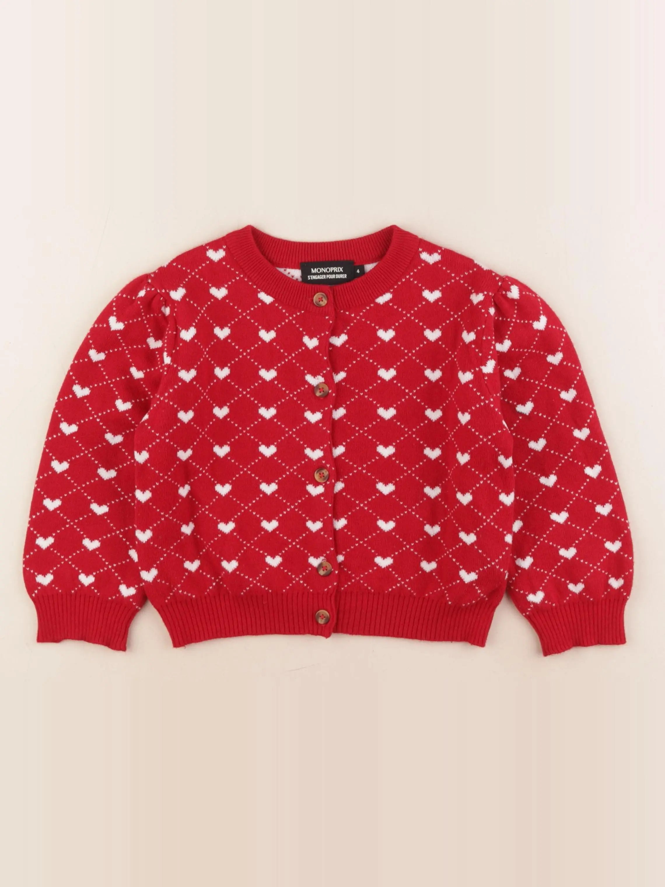Monoprix - gilet rouge - 4 ans