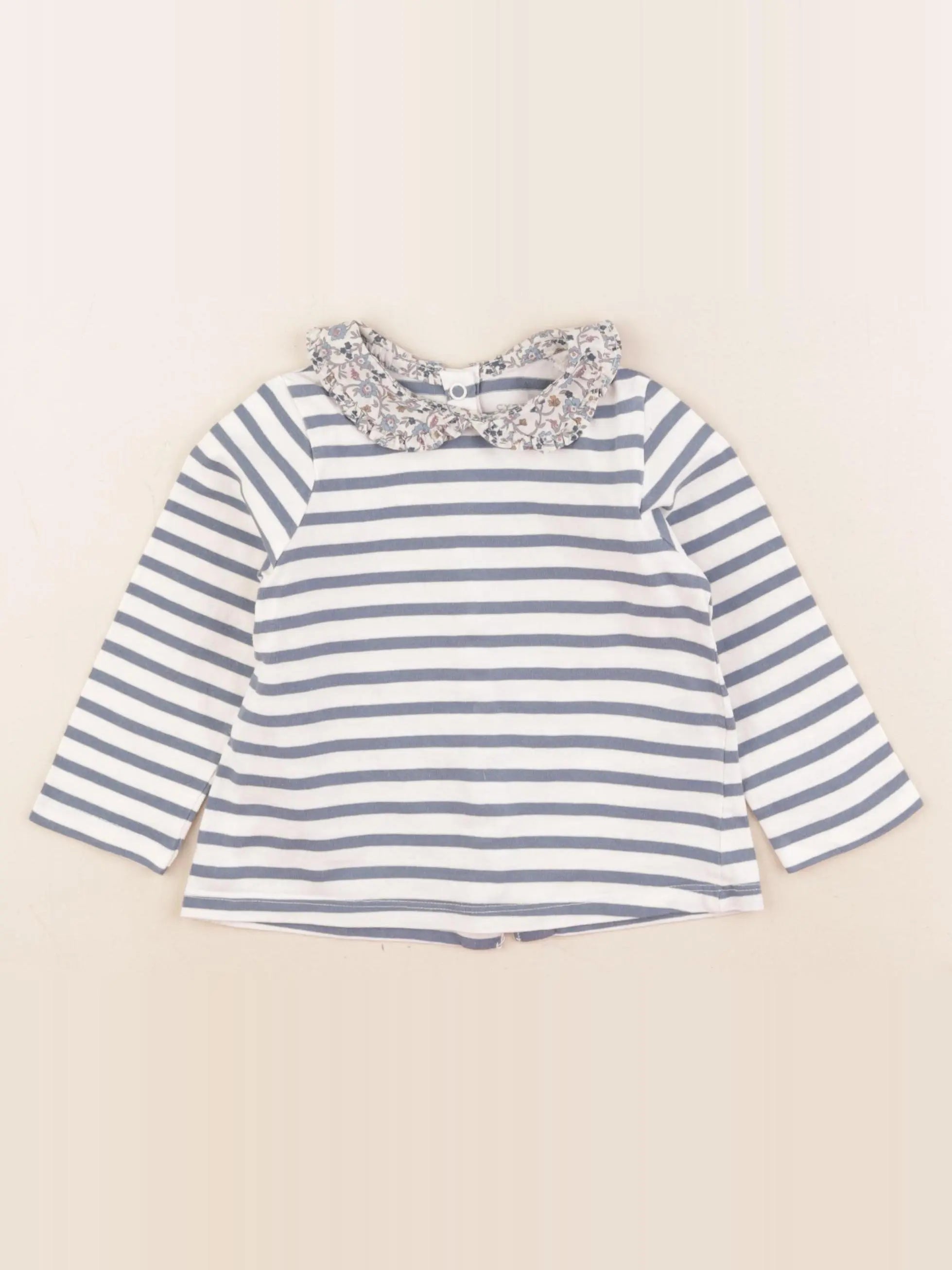 Cyrillus - tee-shirt bleu, blanc - 24 mois