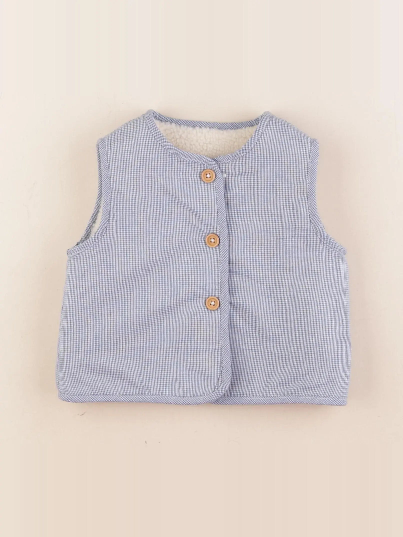 Cyrillus - gilet réversible bleu, blanc - 12 mois