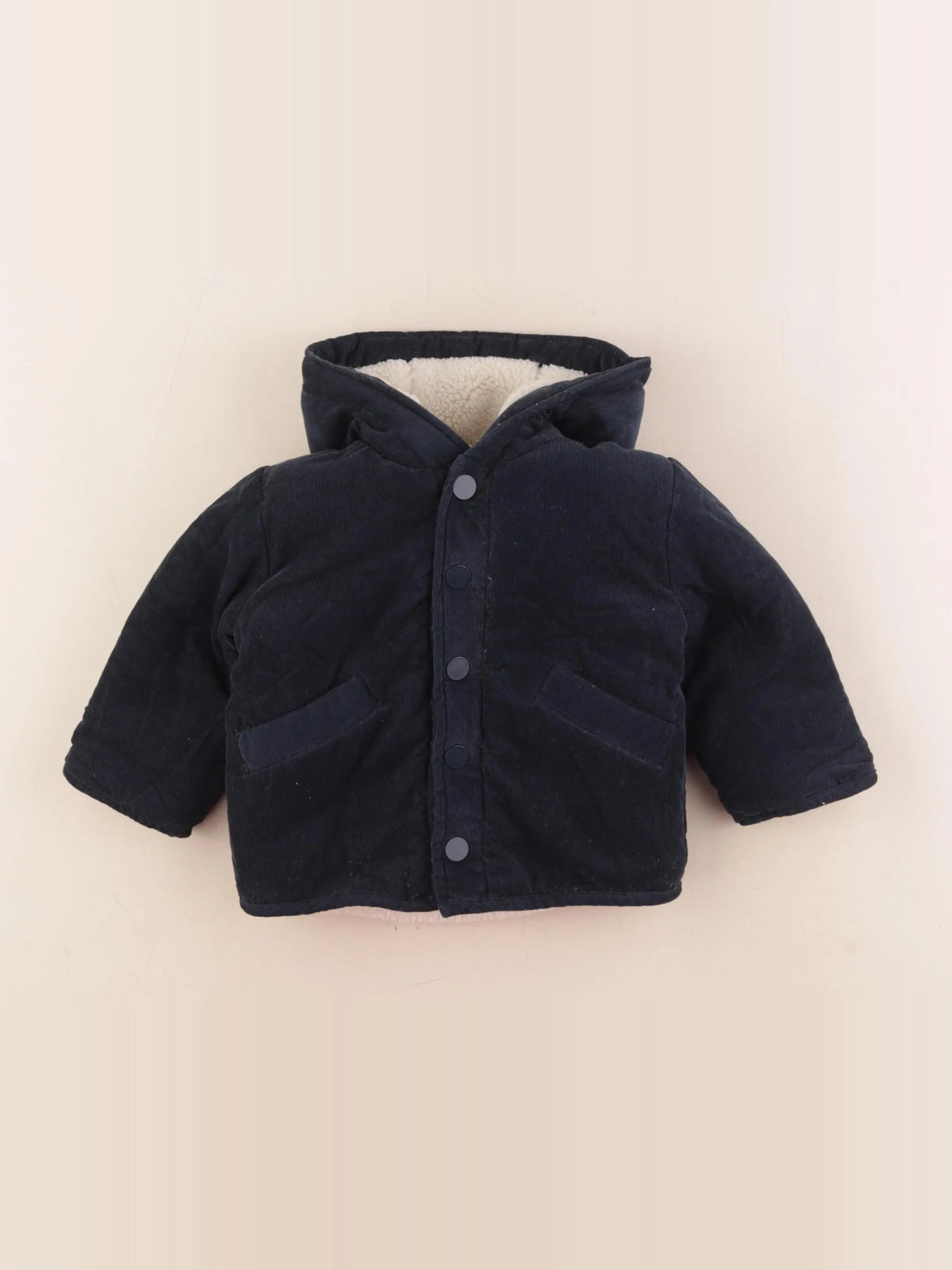 Cyrillus - veste doublé bleu, blanc - 18 mois