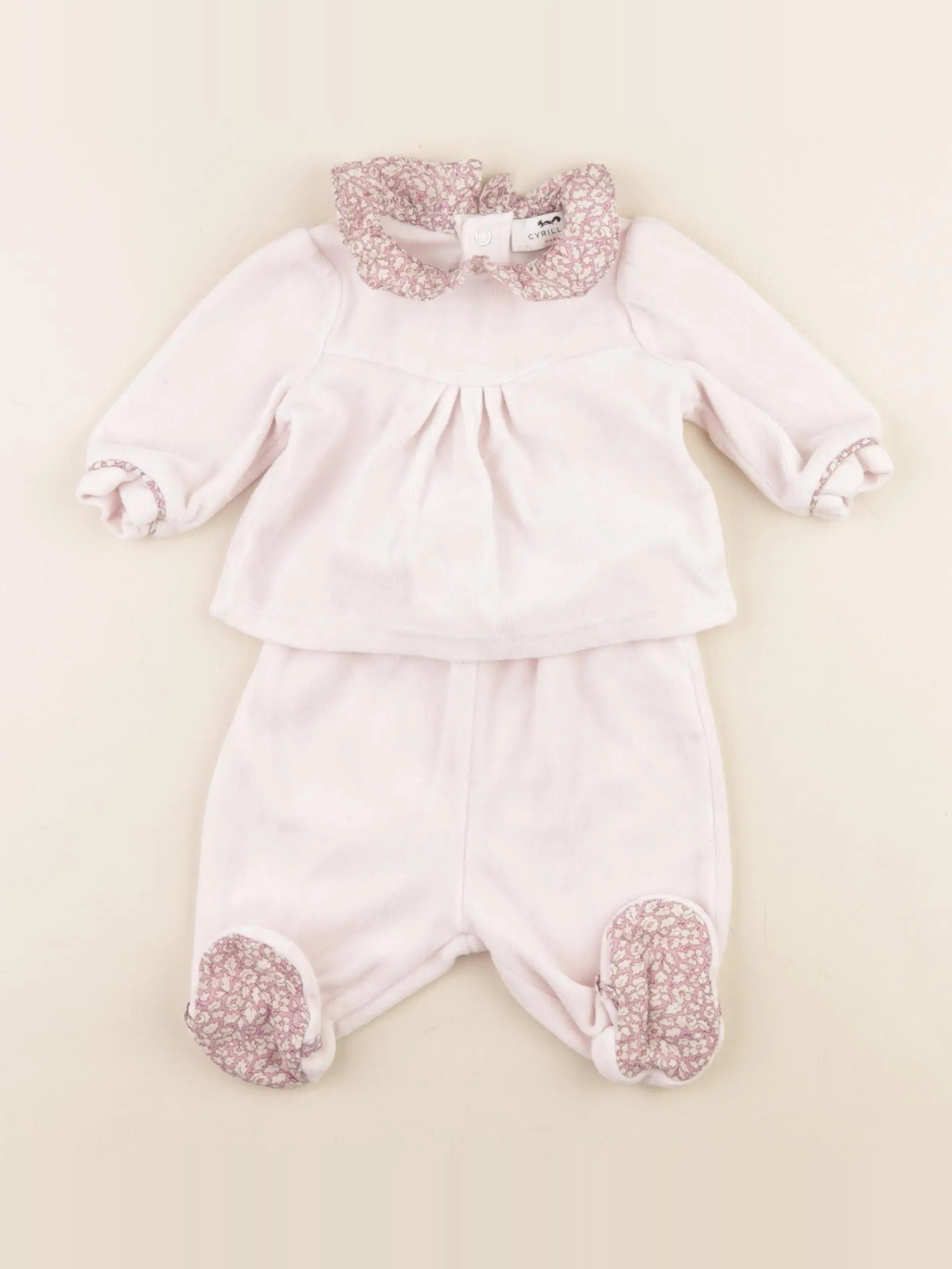 Cyrillus - pyjama velours rose - 1 mois