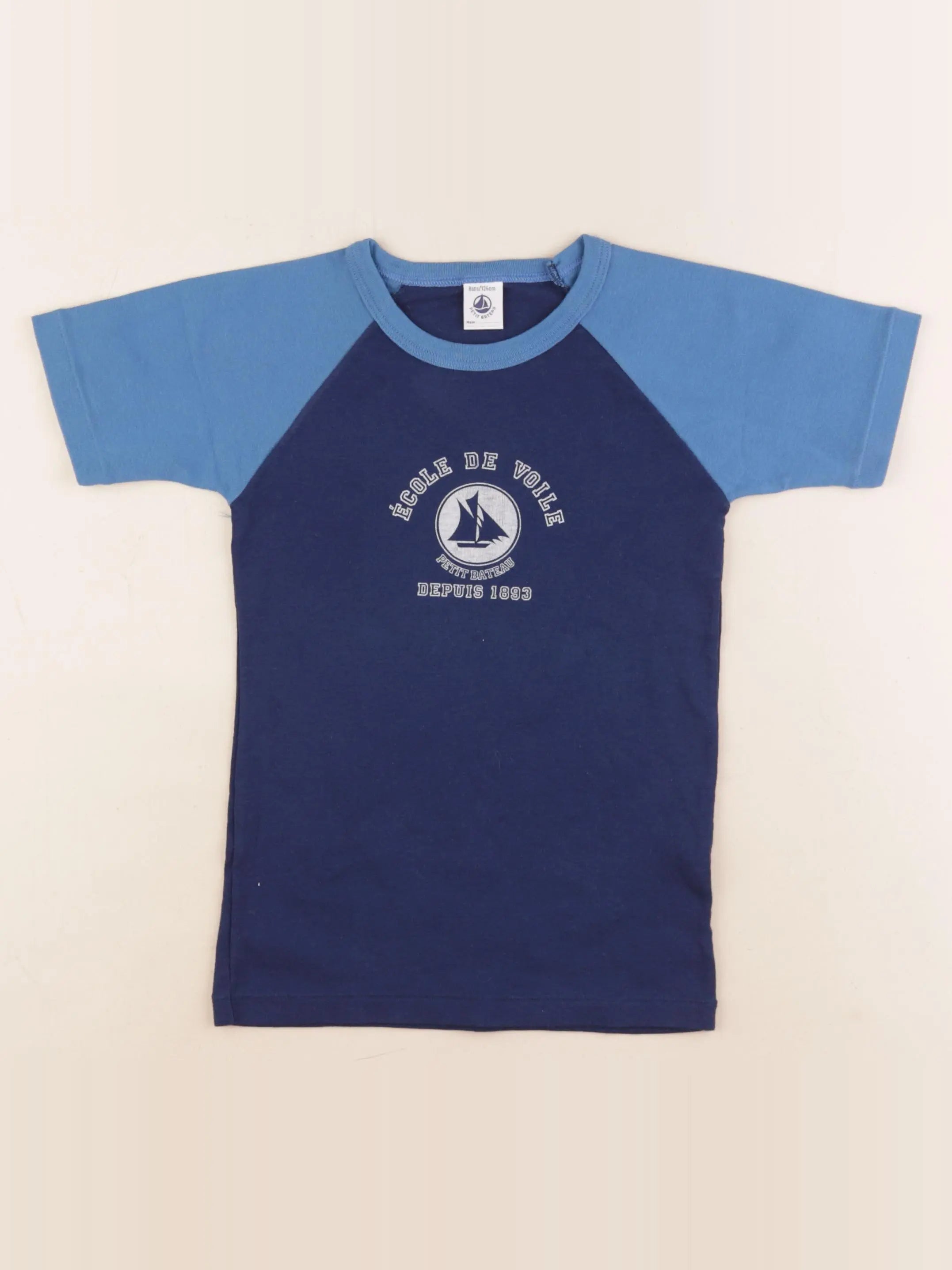 Petit Bateau - tee-shirt bleu - 8 ans