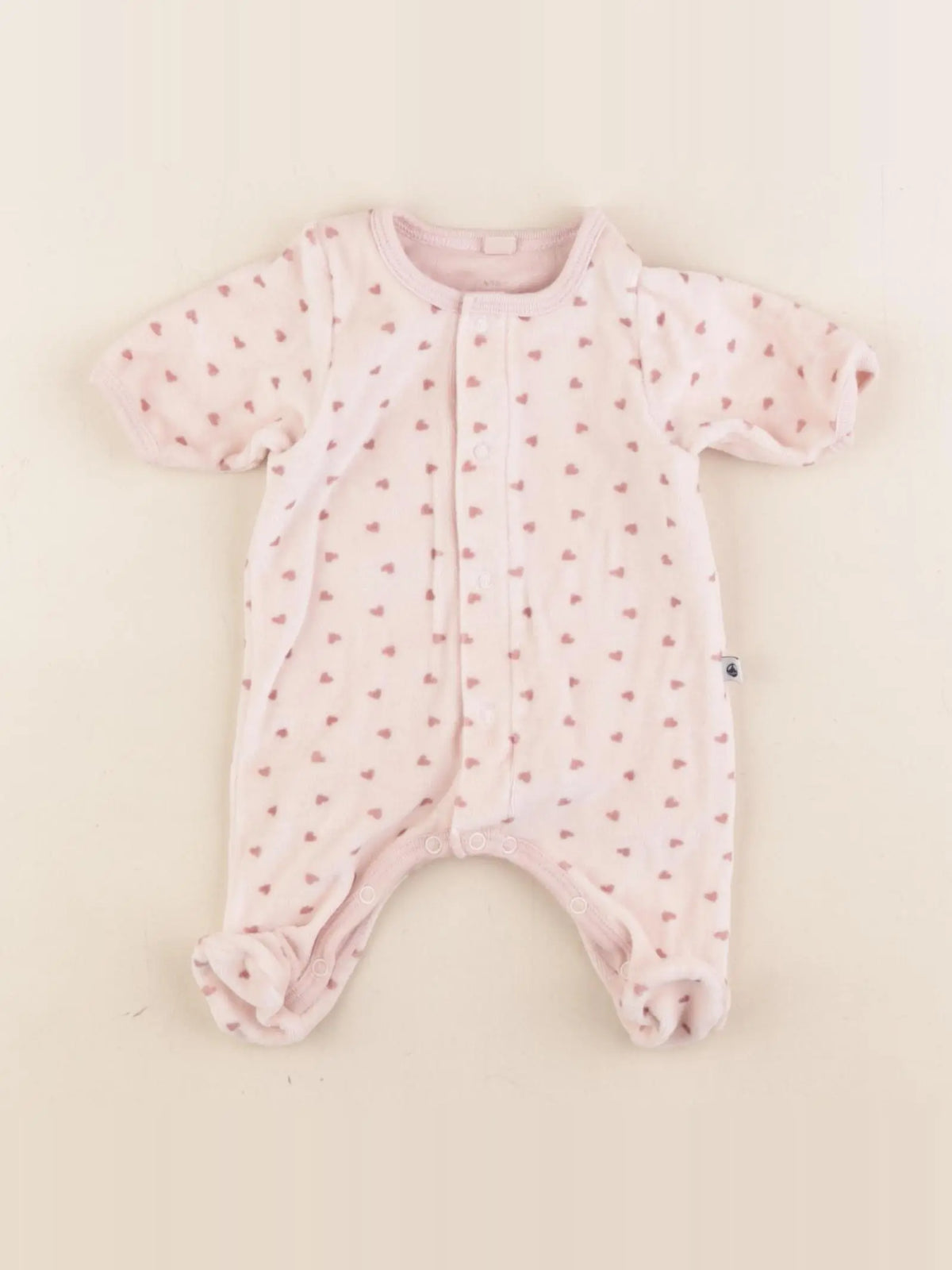 Petit Bateau - pyjama velours rose - 0 mois