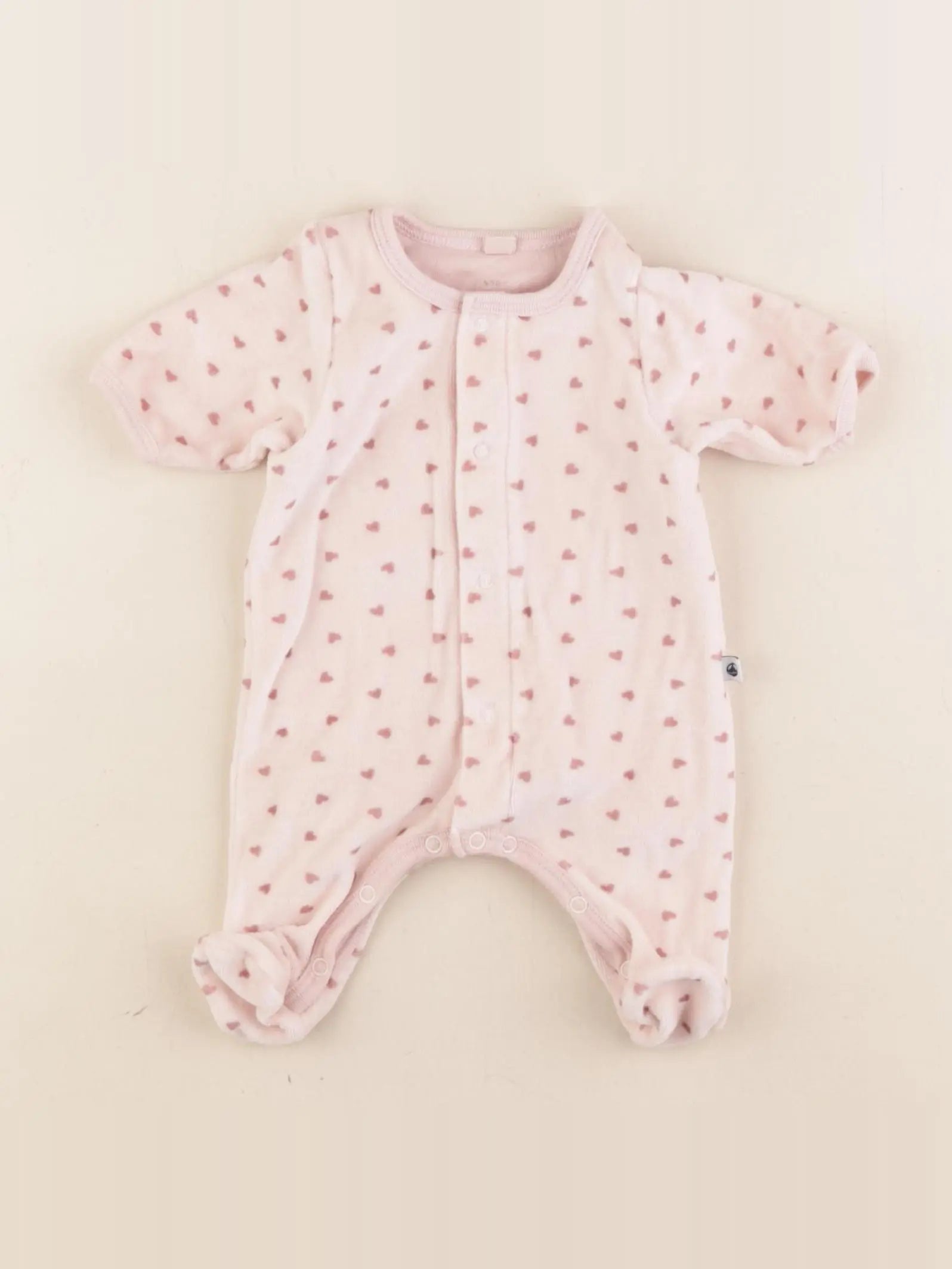 Petit Bateau - pyjama velours rose - 0 mois