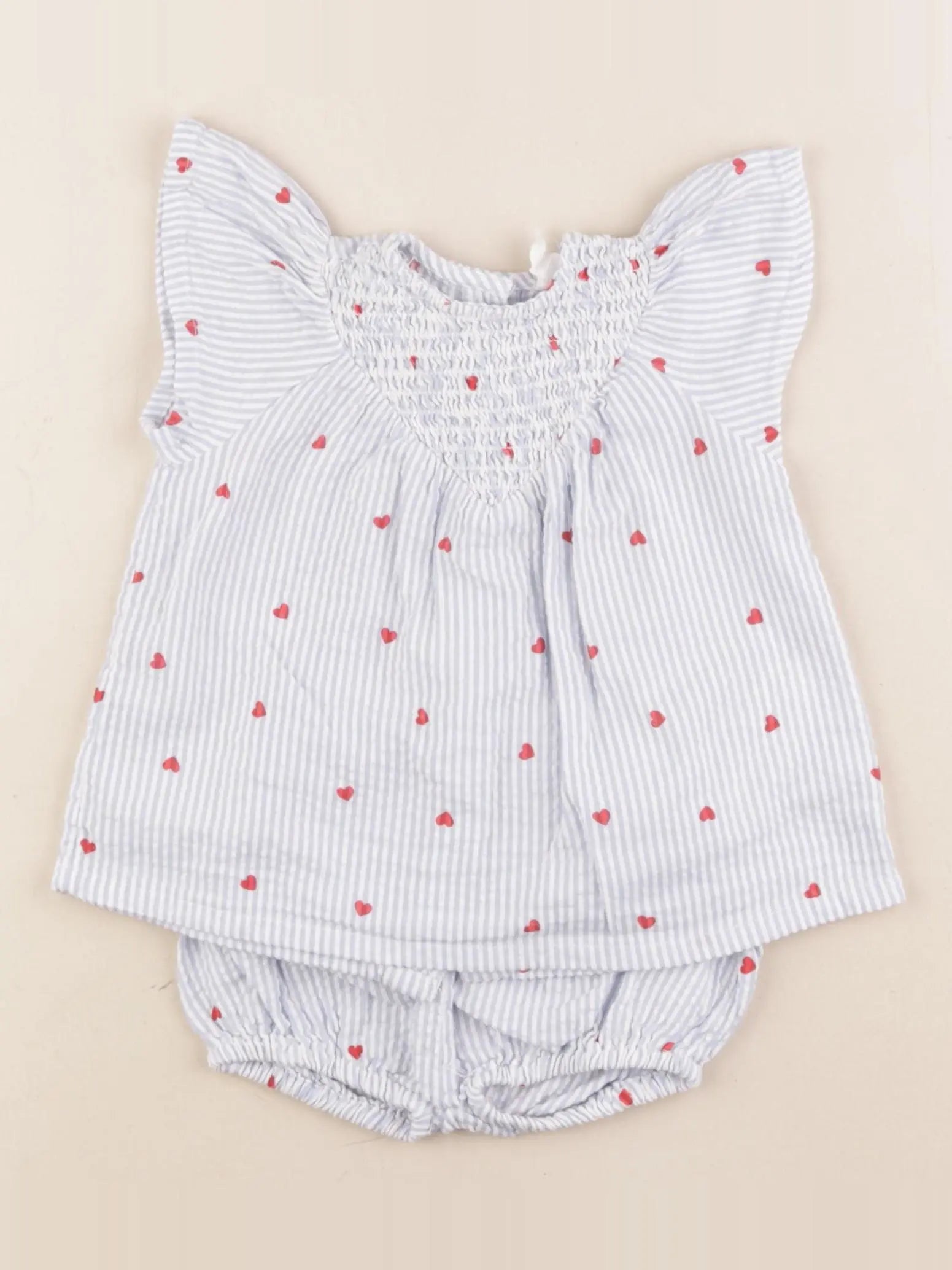 Vertbaudet - robe bleu, blanc - 3 mois