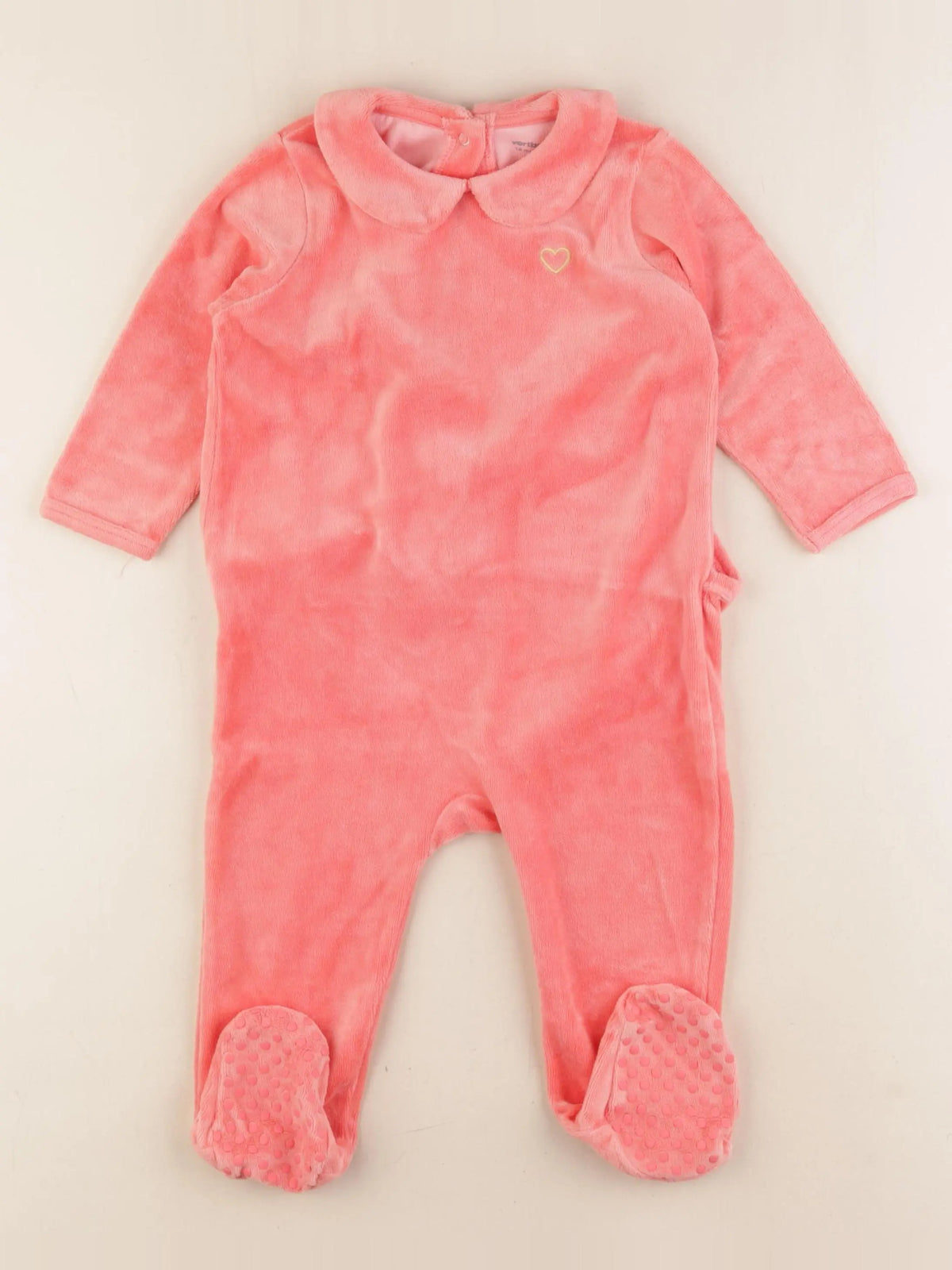 Vertbaudet - pyjama velours rose, orange - 18 mois