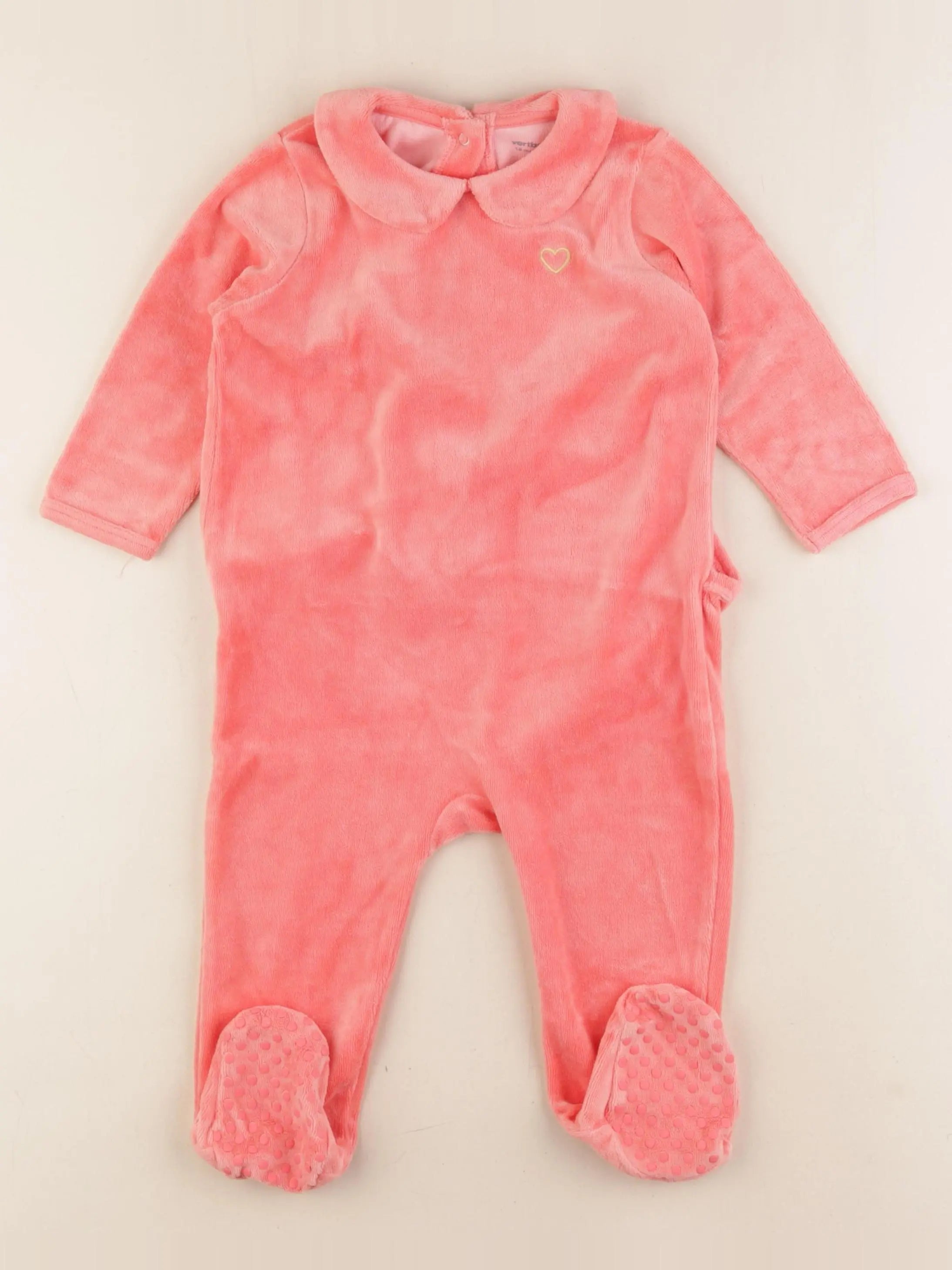 Vertbaudet - pyjama velours rose, orange - 18 mois