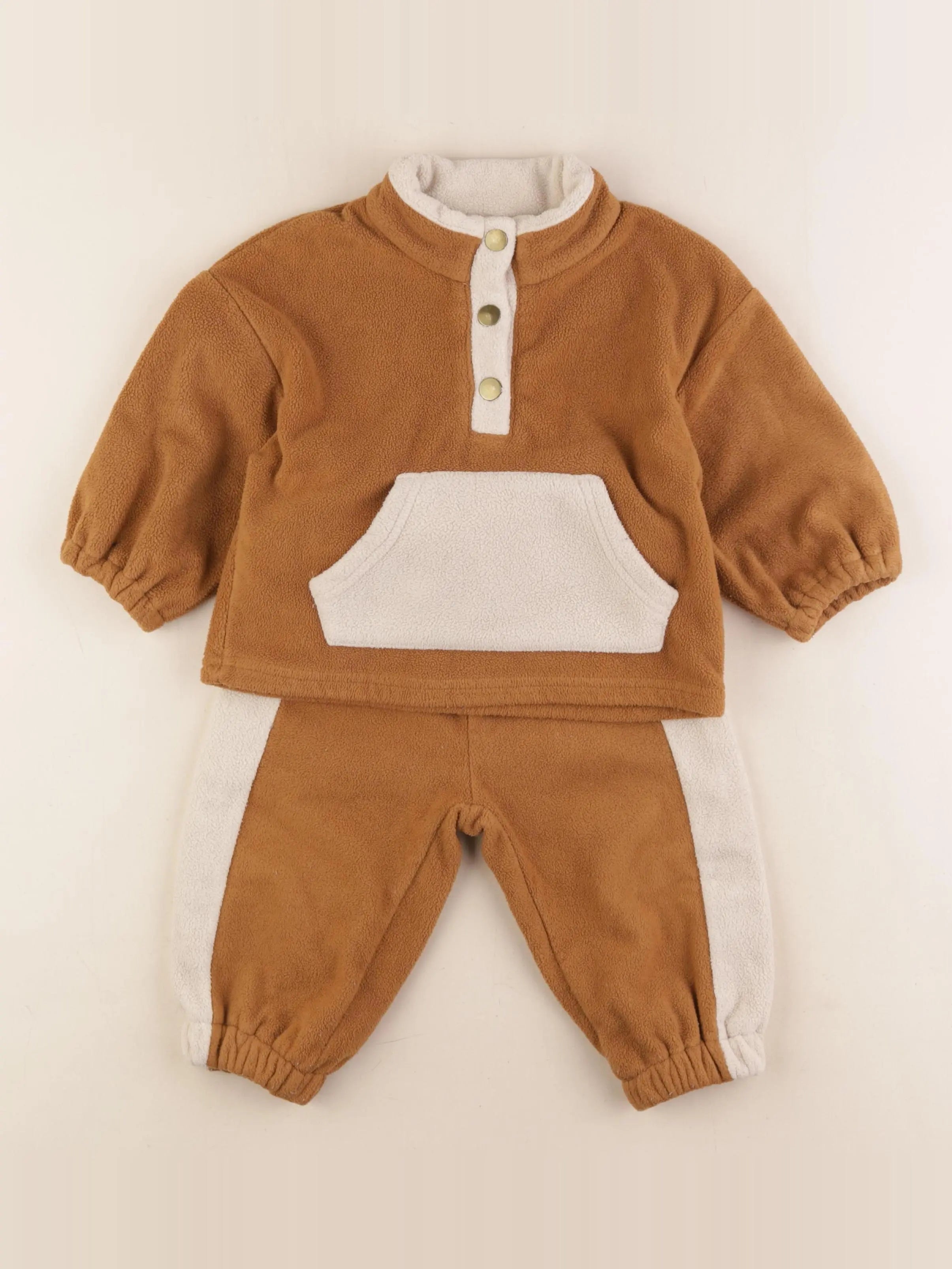 Gamin gamine - ensemble marron - 6/12 mois